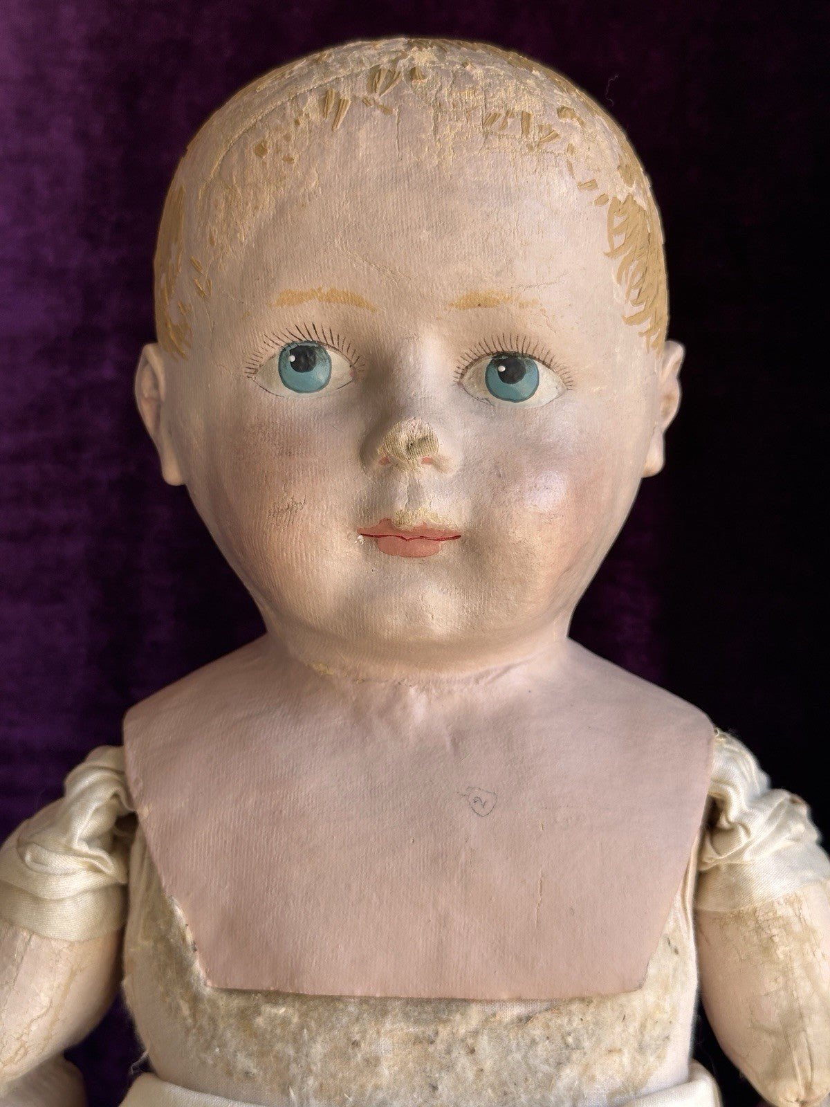Rare Large Antique American 22” Gertrude Rollinson Oil Painted Cloth Baby Doll