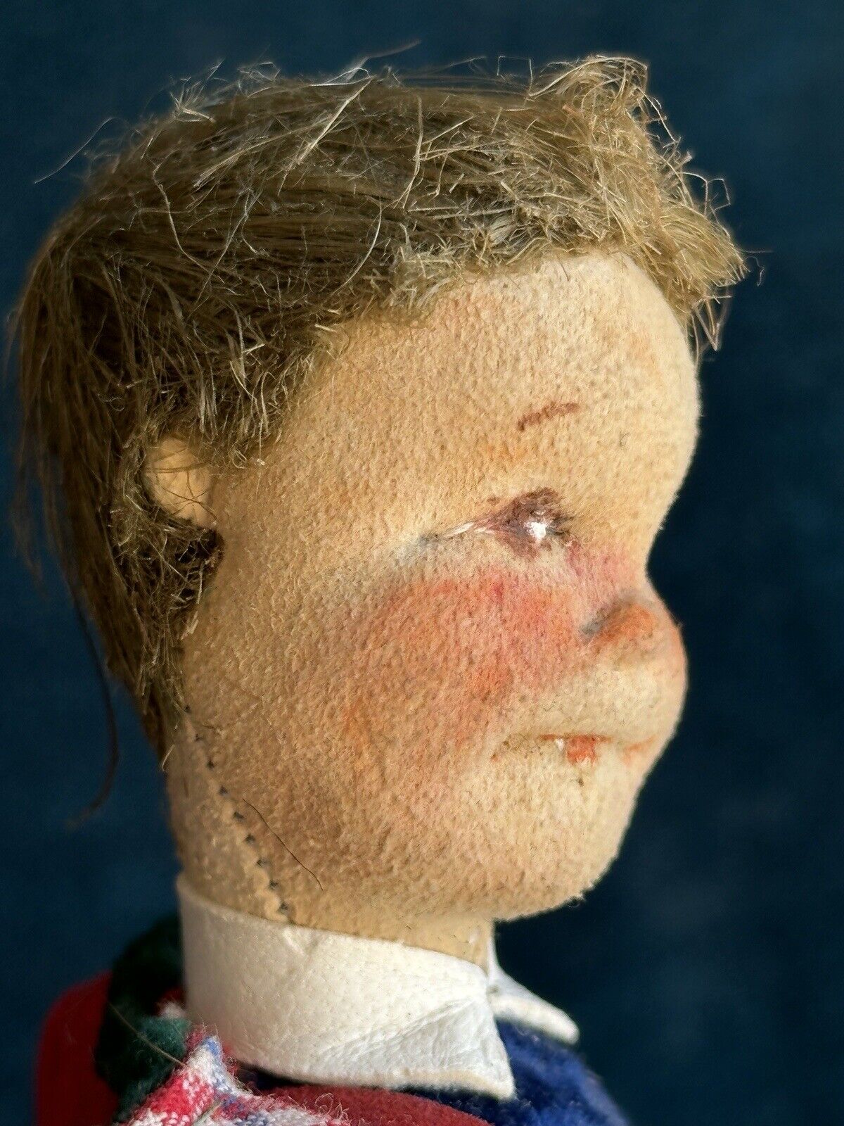 Unidentified Vintage (?) 8.5” Cloth Leather Boy Doll