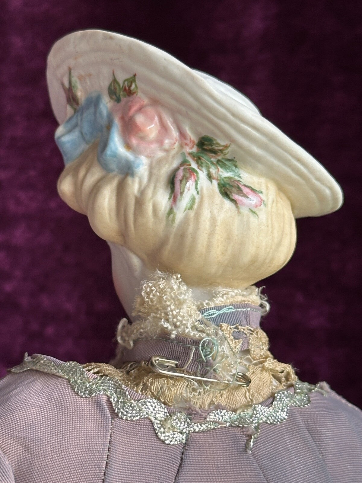 Vintage Porcelain 17” Emma Clear Gibson Girl Lady Doll with Molded Hat
