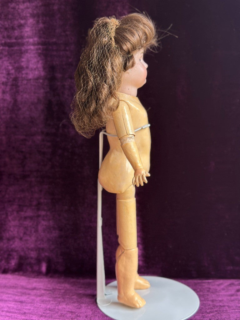 Antique German 18" Edmund Steiner marked EUSt Bisque Head Composition Body Doll