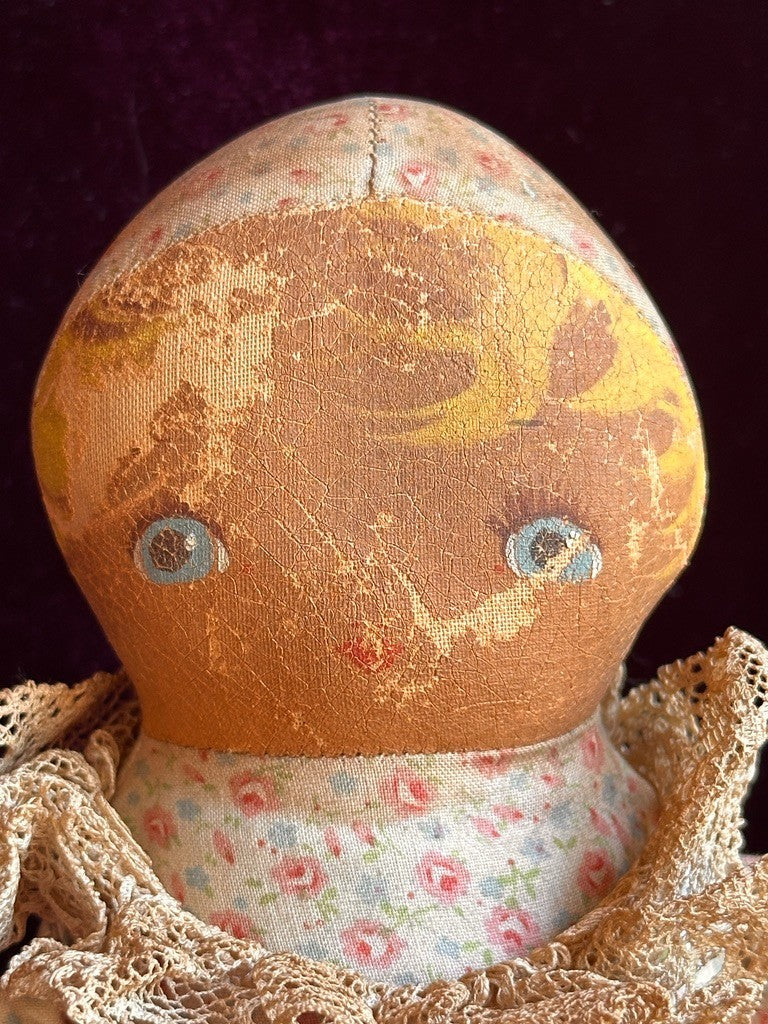 Vintage American 9" Topsy Turvy Belindy Cloth Painted Doll