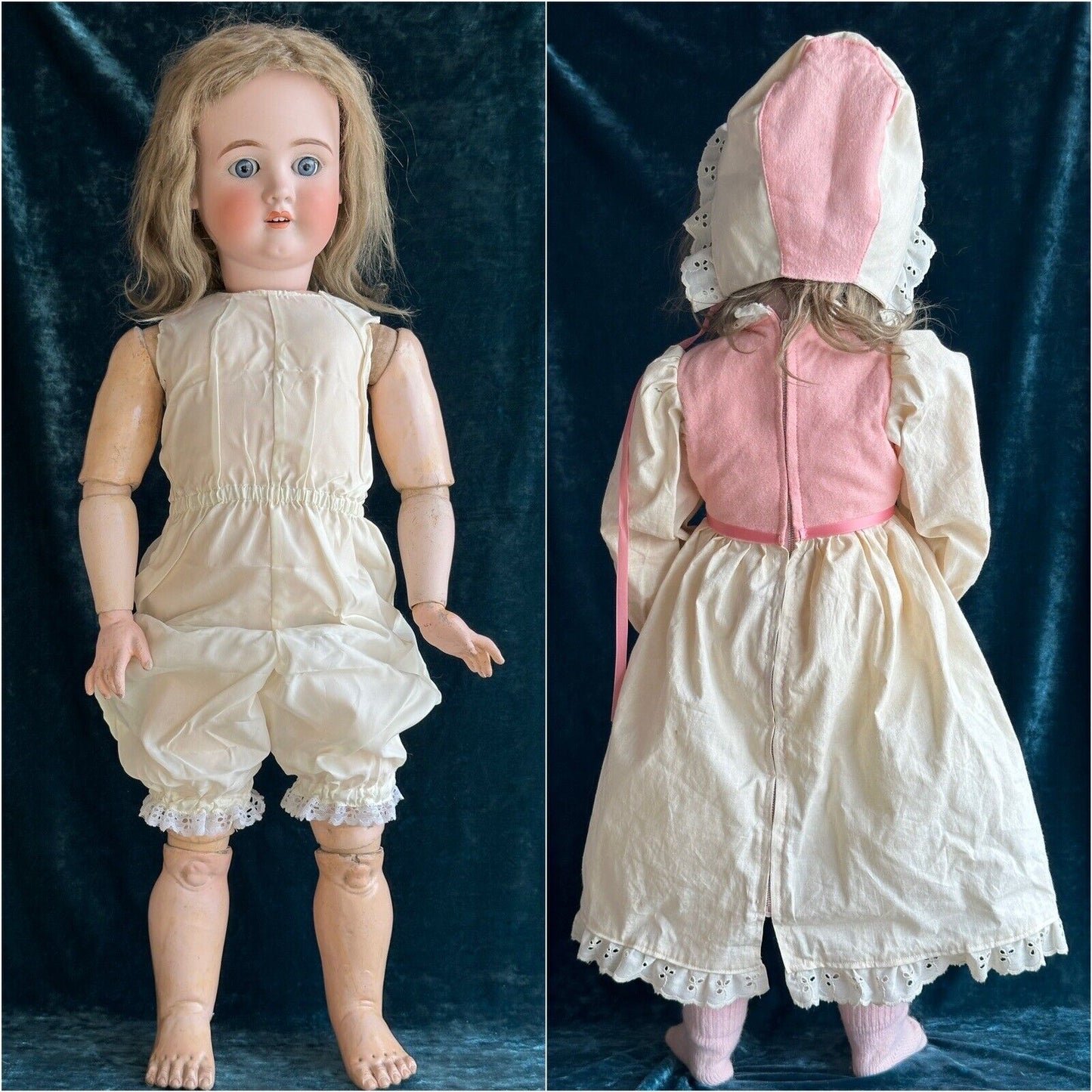 Large Antique German 31” Swaine & Co (?) Bisque Head Child Doll
