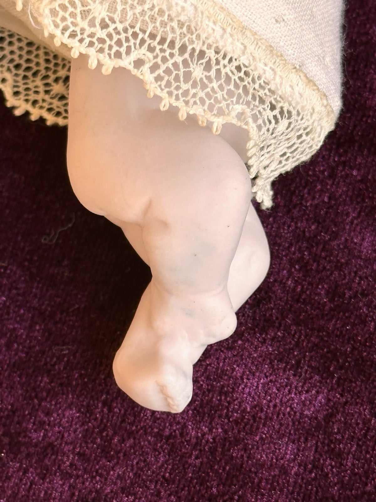 Antique German 3.375” All Bisque Hertwig Miniature Baby Doll Molded Bottle