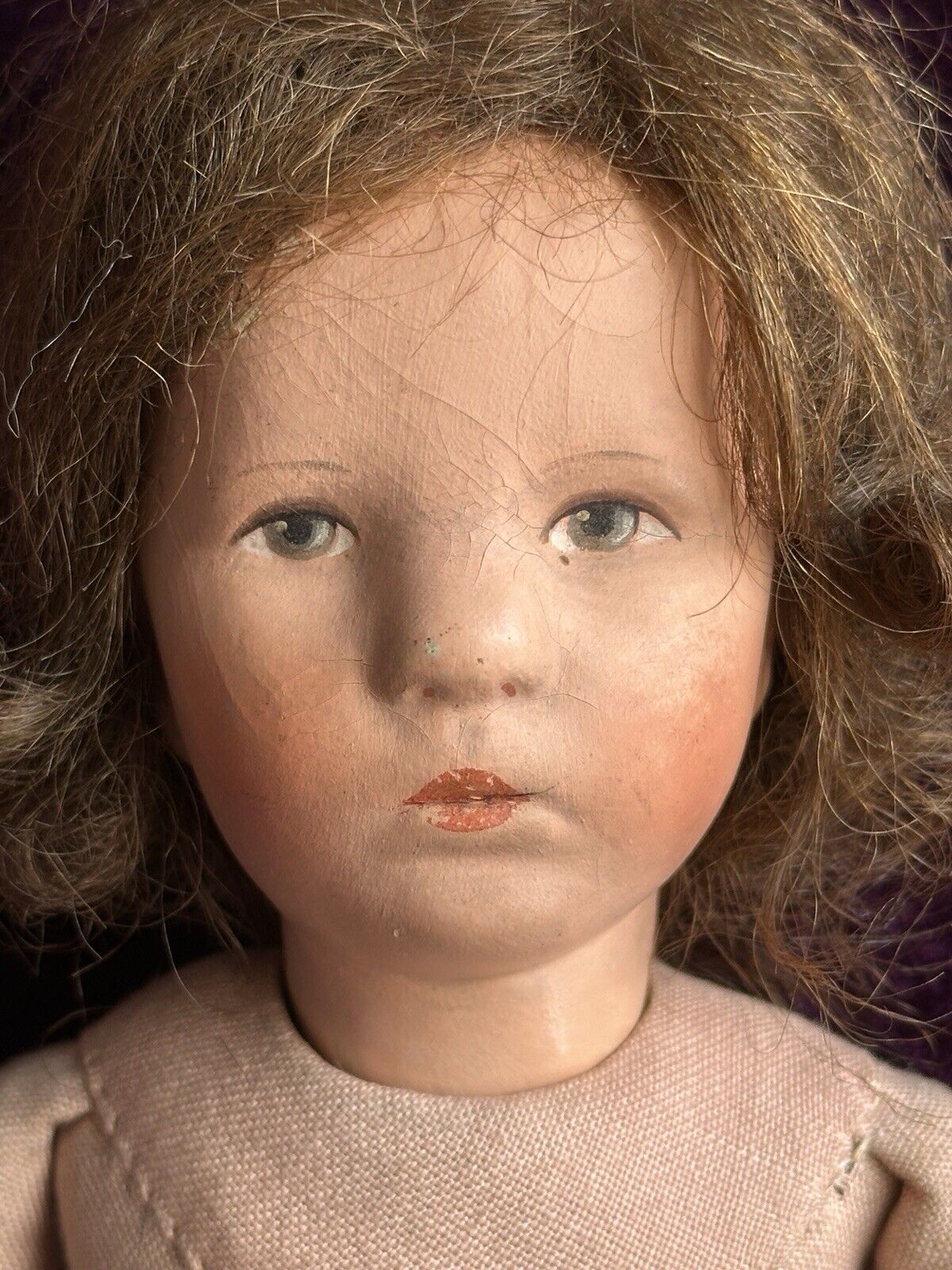 Vintage 14” Kathe Kruse IX German Child Cloth Girl Doll with Swivel Head