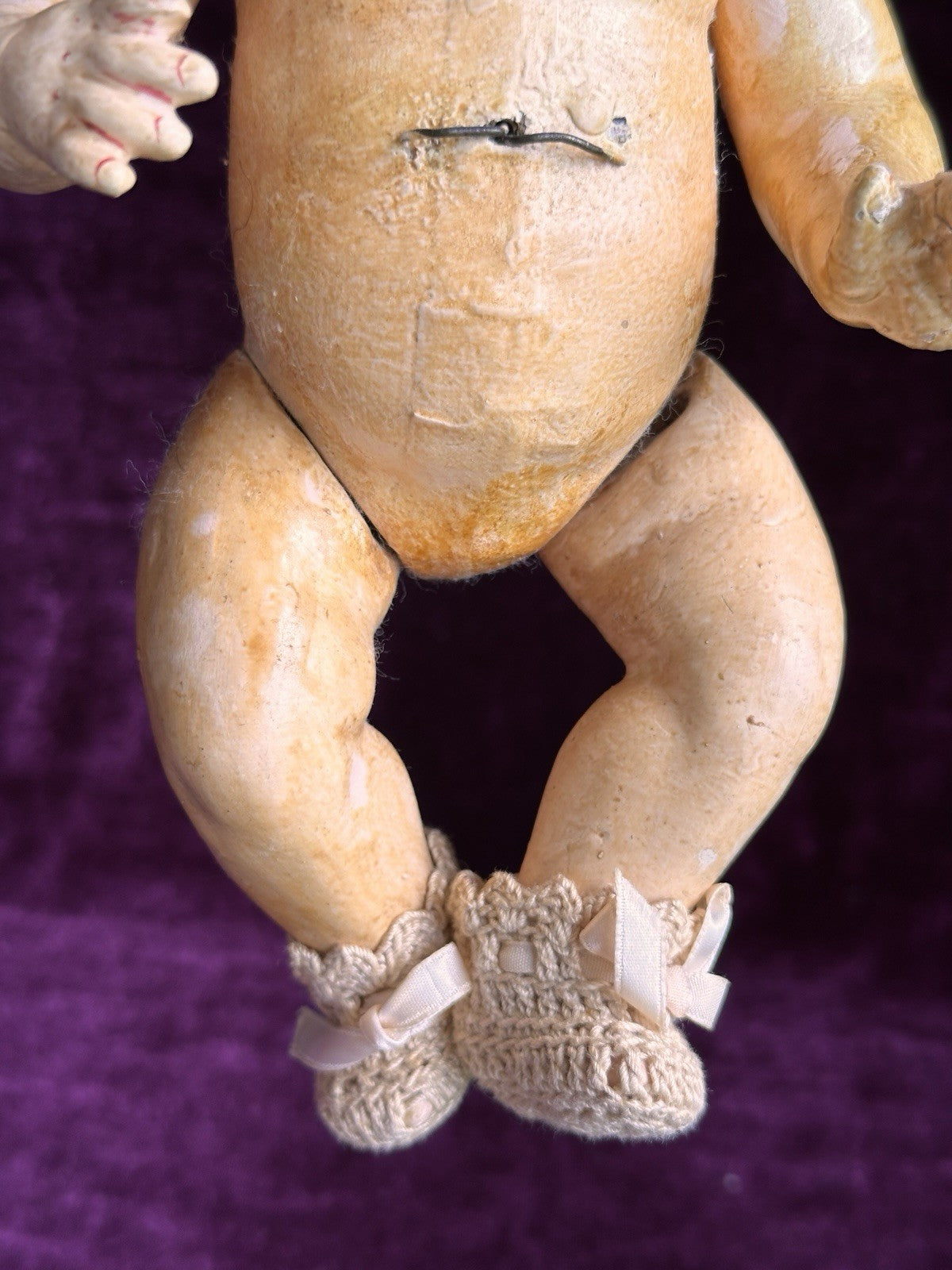 Rare Antique German 10.5” Hertel Schwab Bisque Head Baby Doll