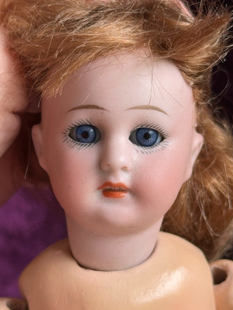 Antique German Miniature 8" Simon Halbig Bisque Head Square Teeth Doll