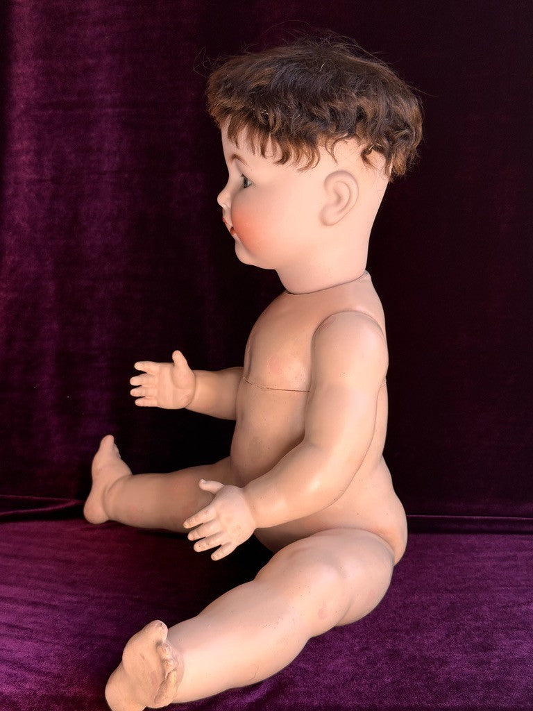 Rare Antique German 24" Bruno Schmidt 1294 Bisque Head Toddler Character Doll