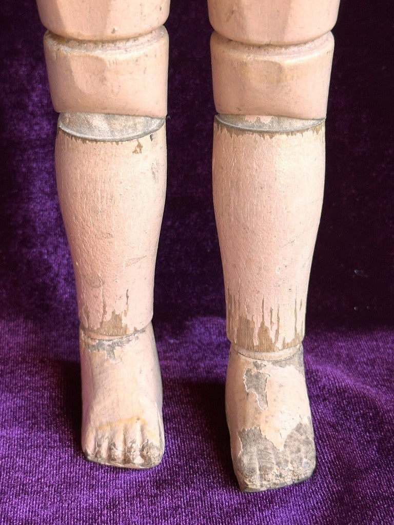 Antique American 15” Schoenhut 101 Series Wooden Jointed Girl Doll Molded Hair