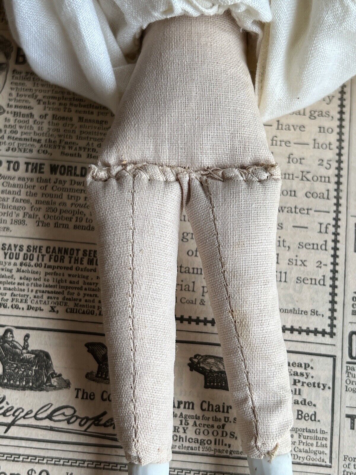 Antique German 9” Hertwig Miniature China Shoulder Head Doll