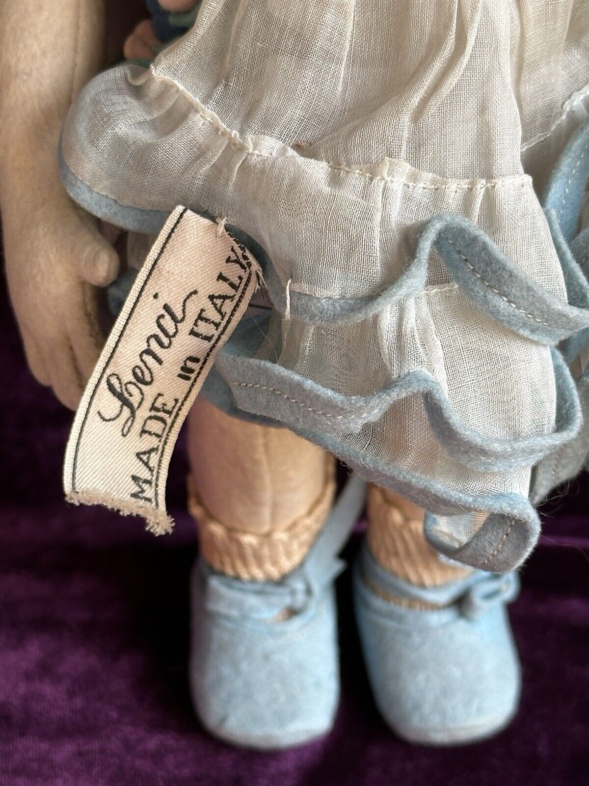 Vintage Italian All Original 12” Lenci 111/2000 Series Felt Cloth Doll Tagged