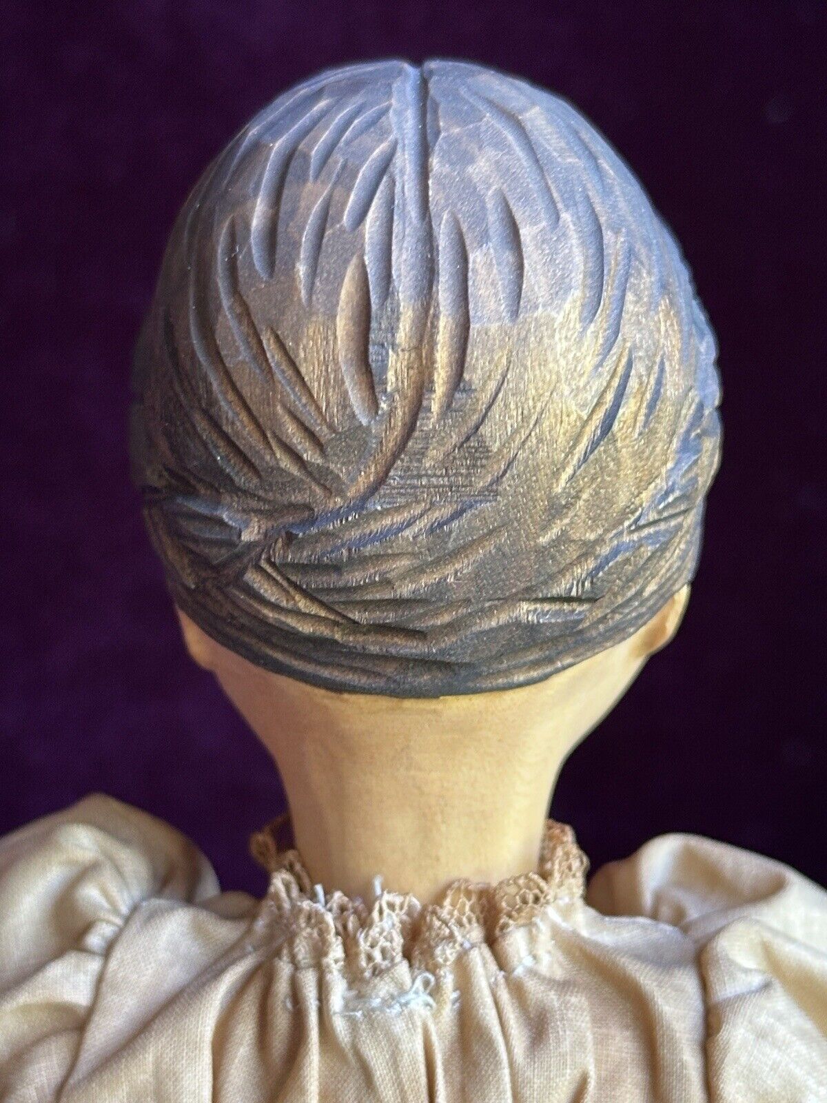 Vintage 10” Swiss Huggler Wood Carved Doll