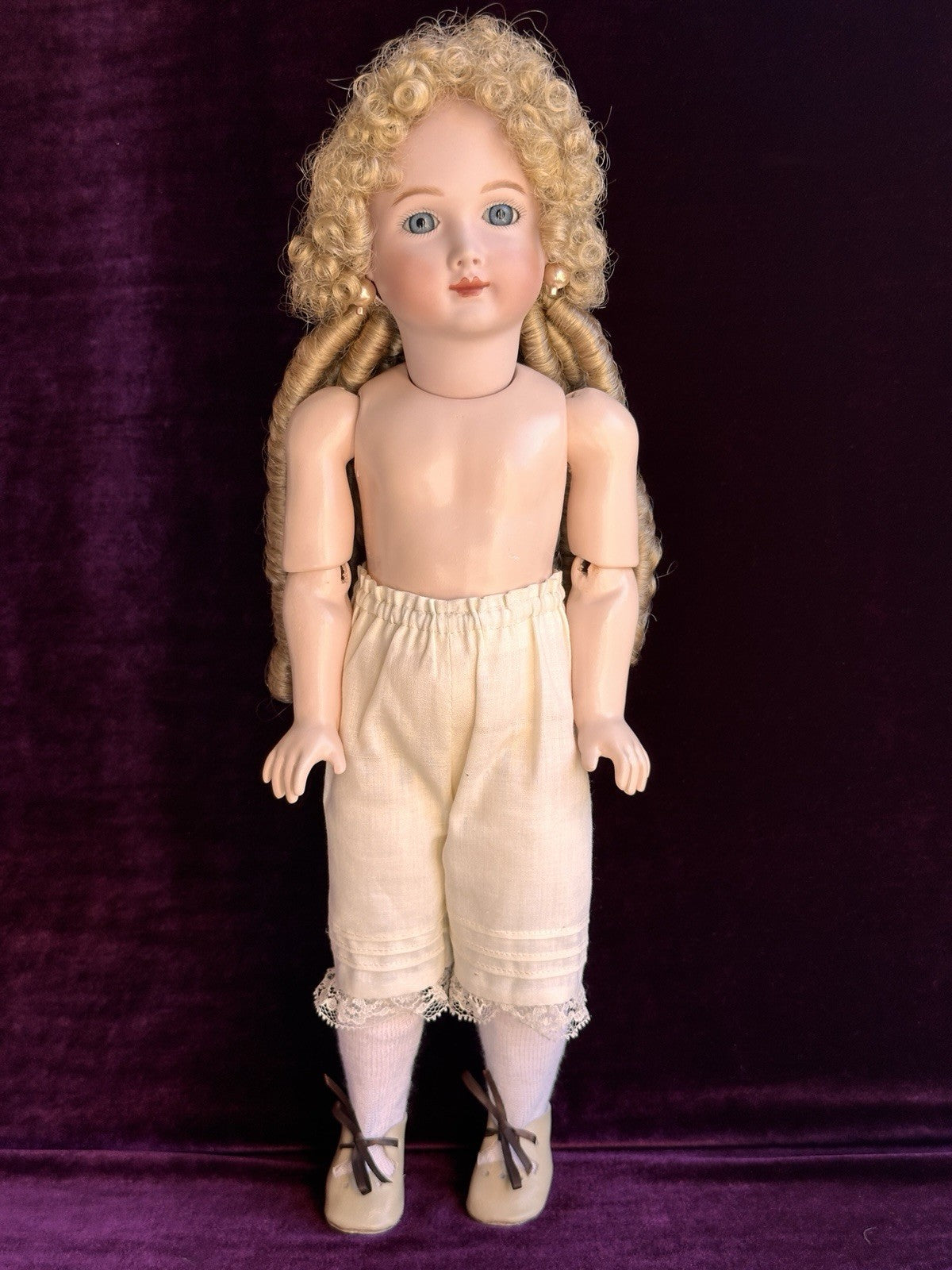 Vintage 17” Porcelain Compo Reproduction of Antique French Jumeau Triste Doll