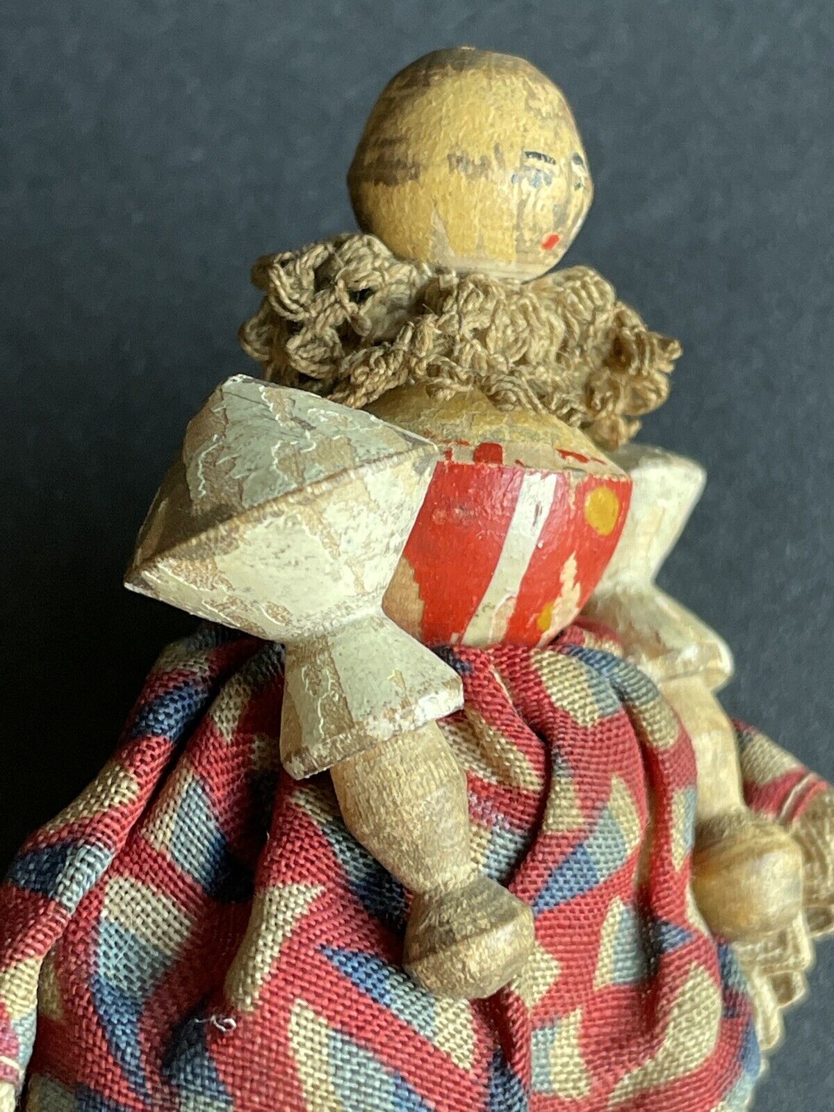 Antique German Grodnertal (?) Carved Wooden Miniature Dollhouse Victorian Doll