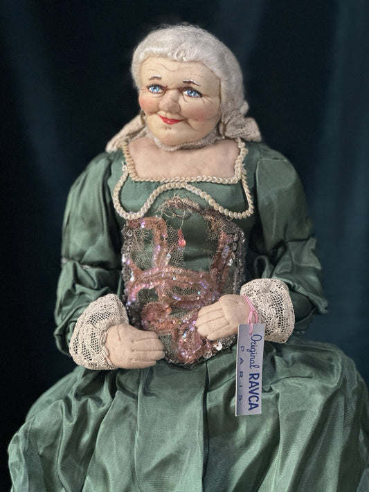 RARE Original French Ravca Stockinette Character 18” Doll Courtesan Of Louis XV