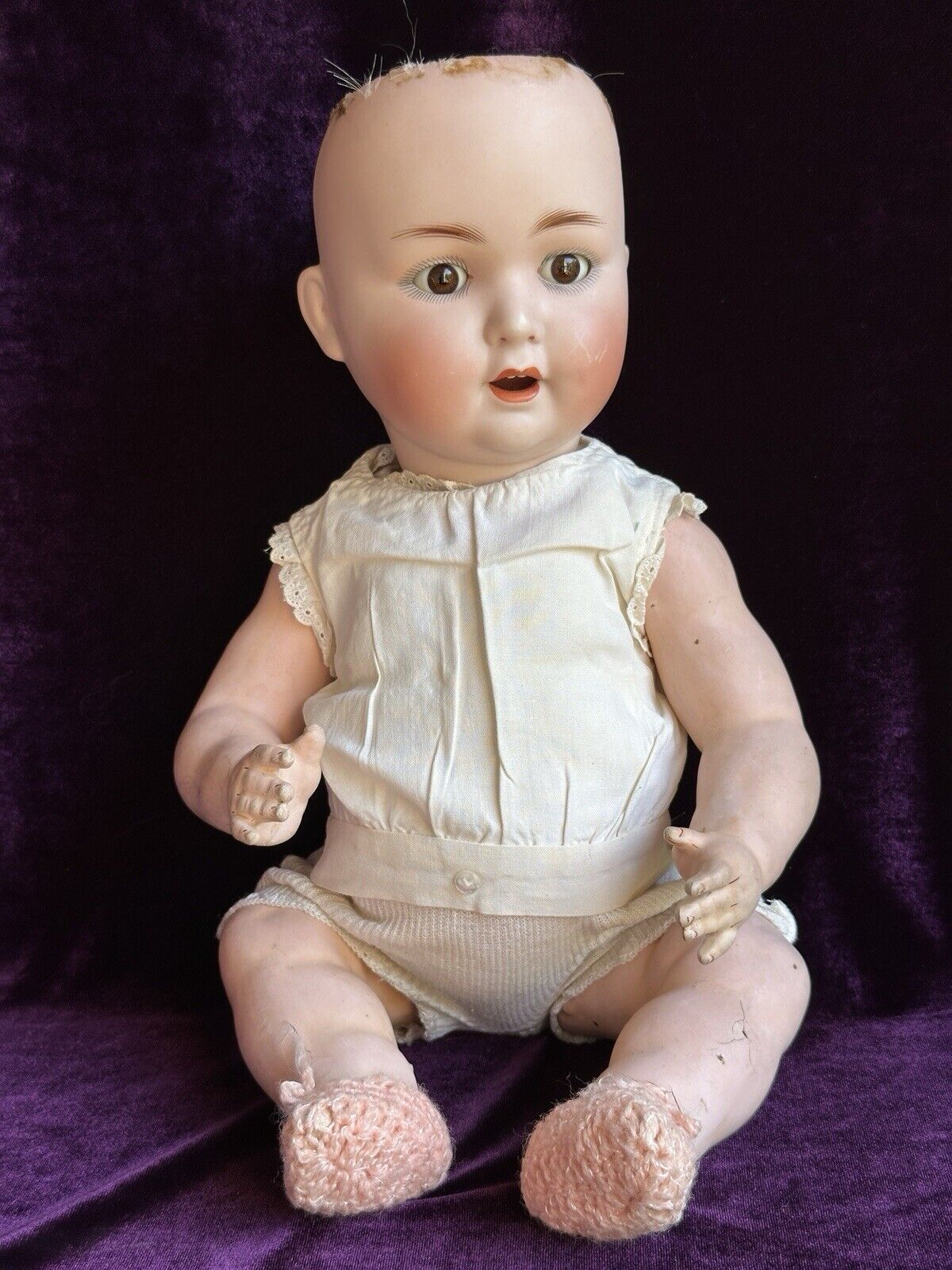 Antique German 16" Schuetzmeister & Quendt 201 Bisque Head Baby Doll