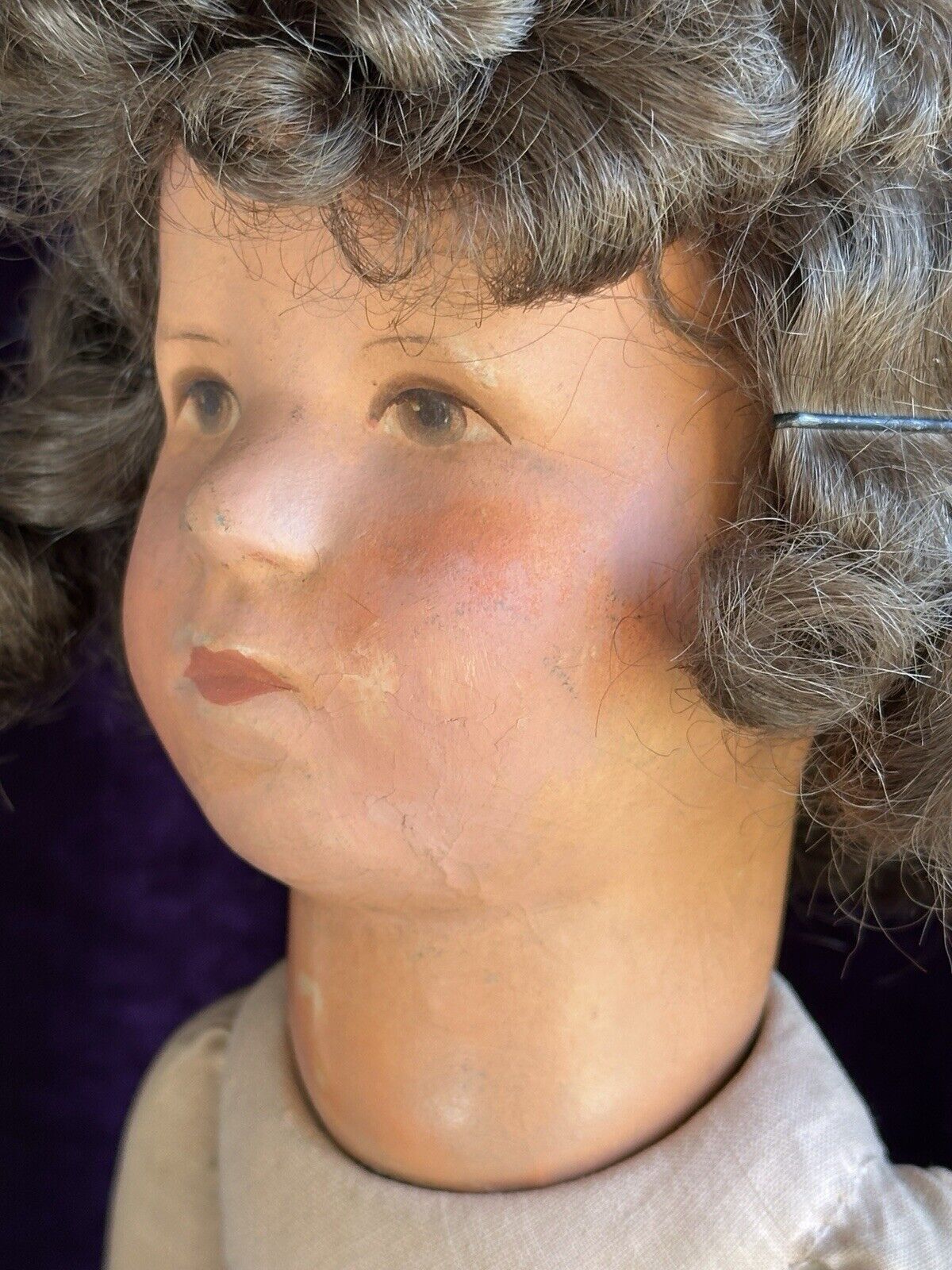 Antique German 18.5” Kathe Kruse VIII (?) Cloth Child Girl Doll with Swivel Neck