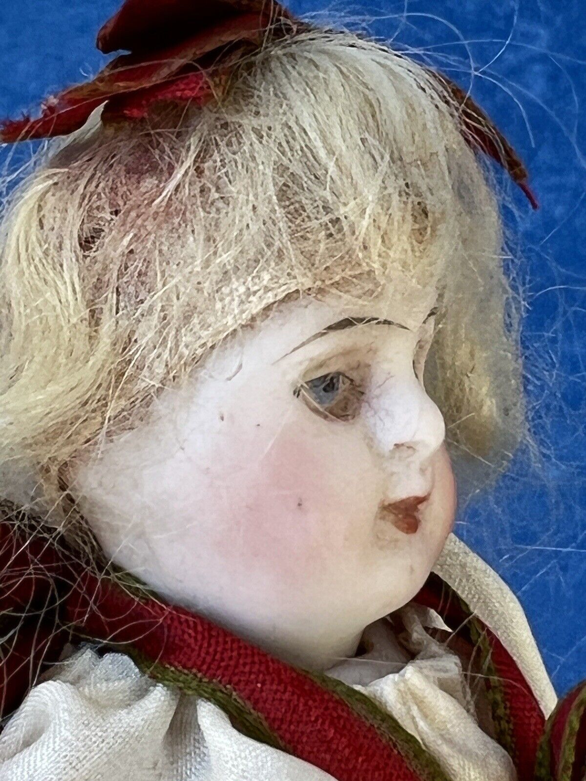 Antique German 4” All Bisque Mignonette Dollhouse Doll Swivel Head Yellow Boots