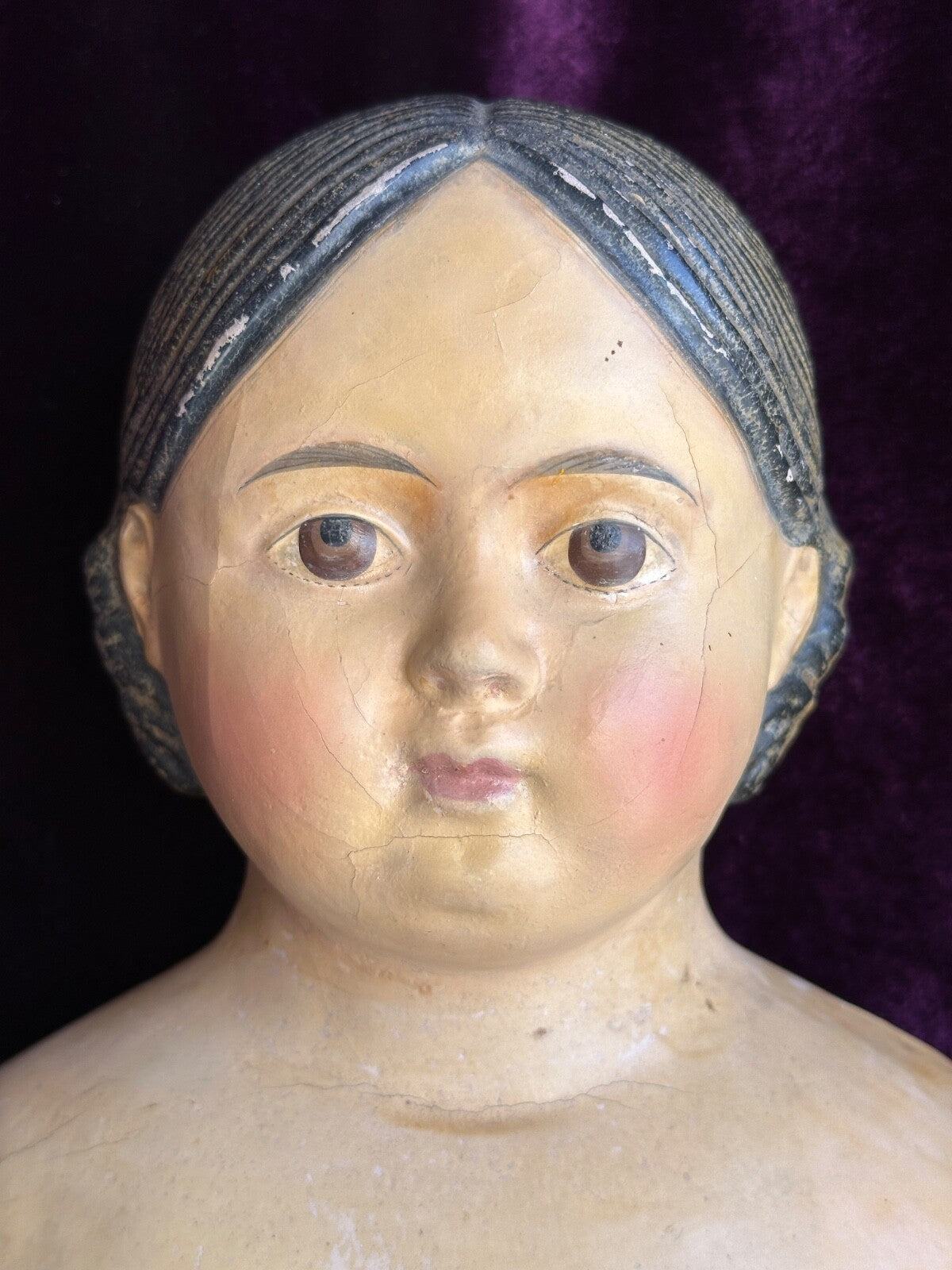 Huge 32” Antique American Greiner Covered Wagon Papier Mache Doll