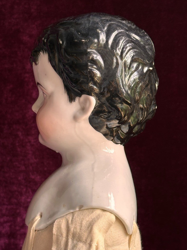 Rare Large Antique German 24” Brown Eyes China Shoulder Head Boy Doll