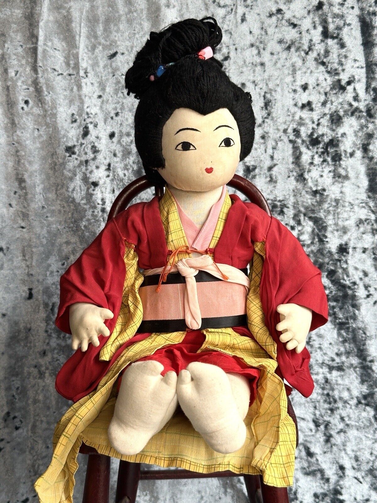 Vintage 18” Japanese Willy Seiler Artist Cloth Oriental Doll
