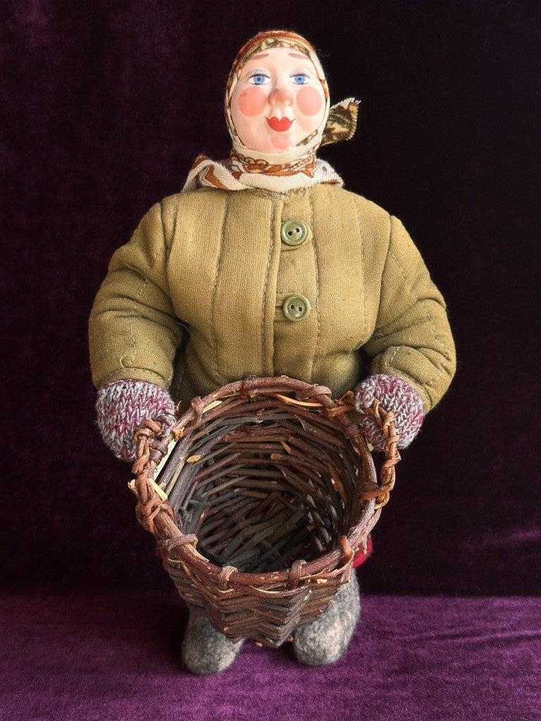 Vintage 11" USSR Terracotta/Ceramics Traditional Russian Rural Woman Doll
