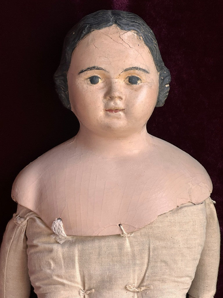 Antique American 26.5” Pre-Greiner Papier Mache Doll