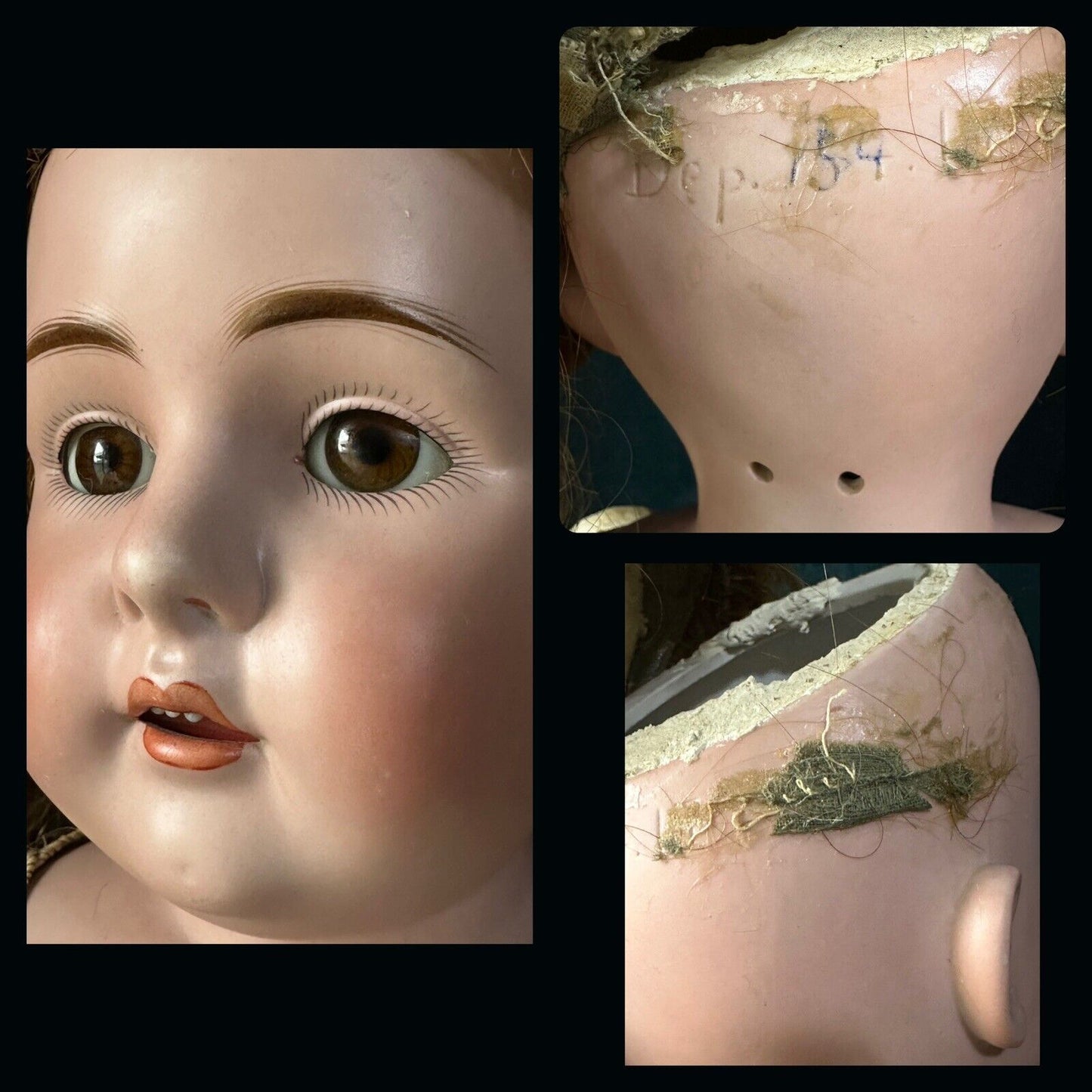 Large 30” JDK Kestner Mold 154 Bisque Head/Shoulder Leather Body Doll