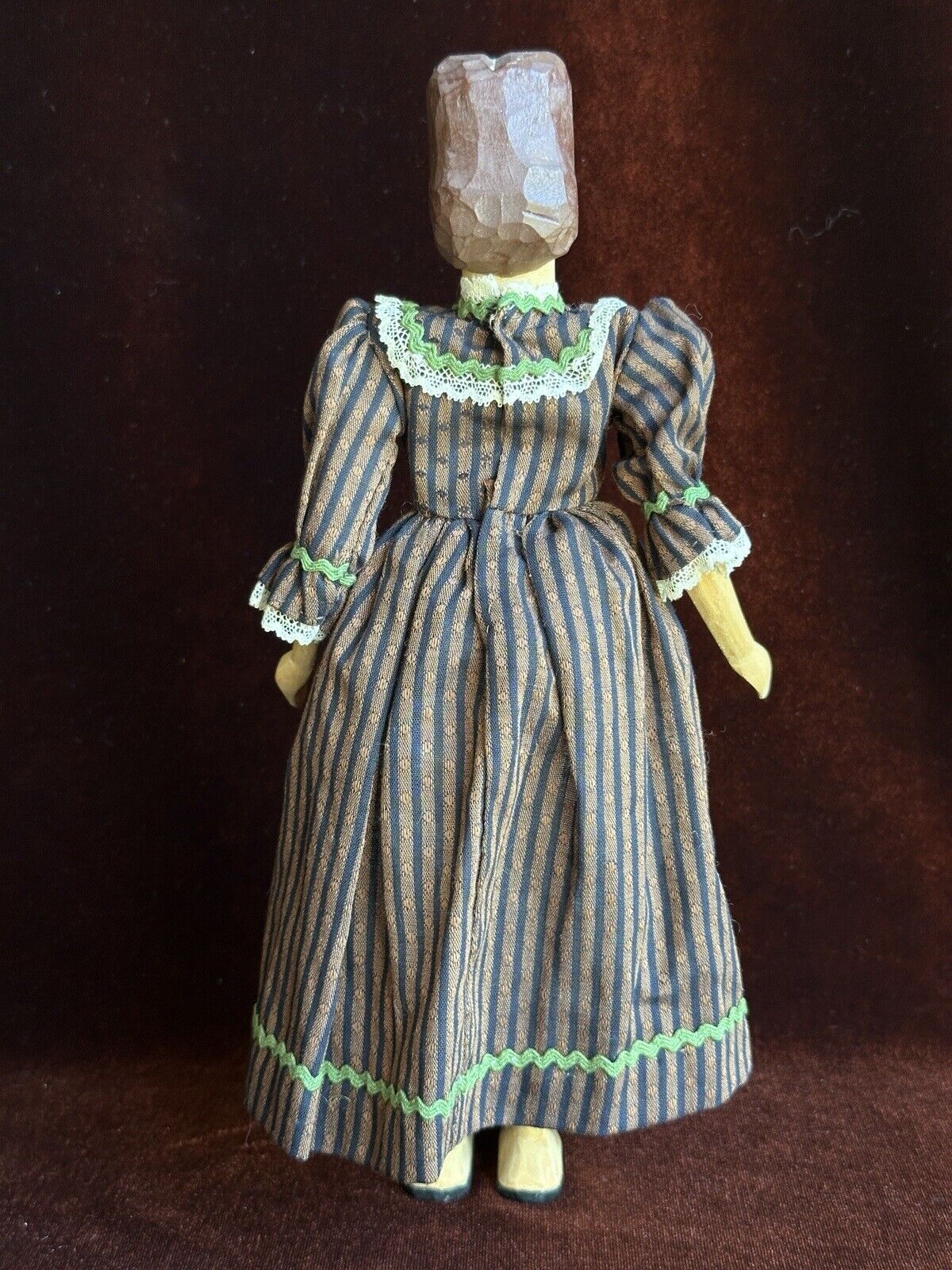 Vintage 10” Helen Bullard Signed Hand Carved Wooden Hitty Doll