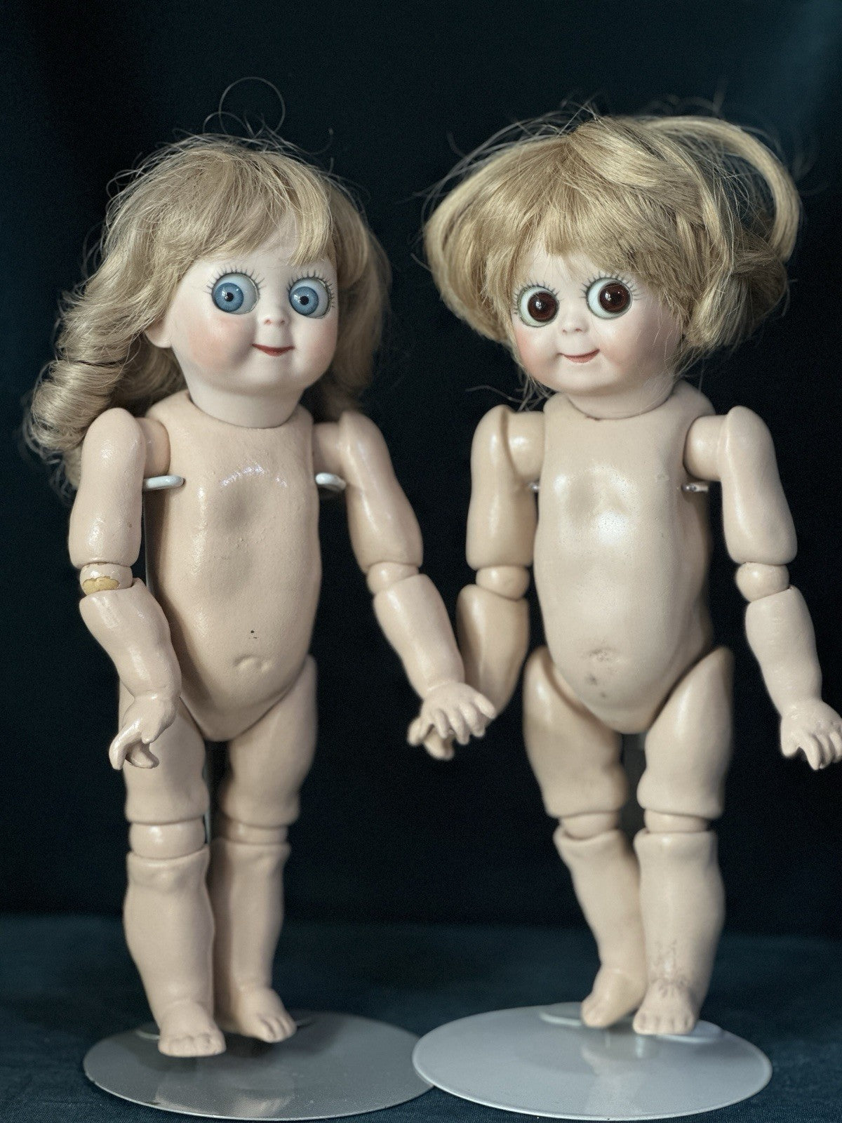 Lot Of 2 Vintage Reproduction of Antique German JDK 221 Googly Eyes 11” Dolls