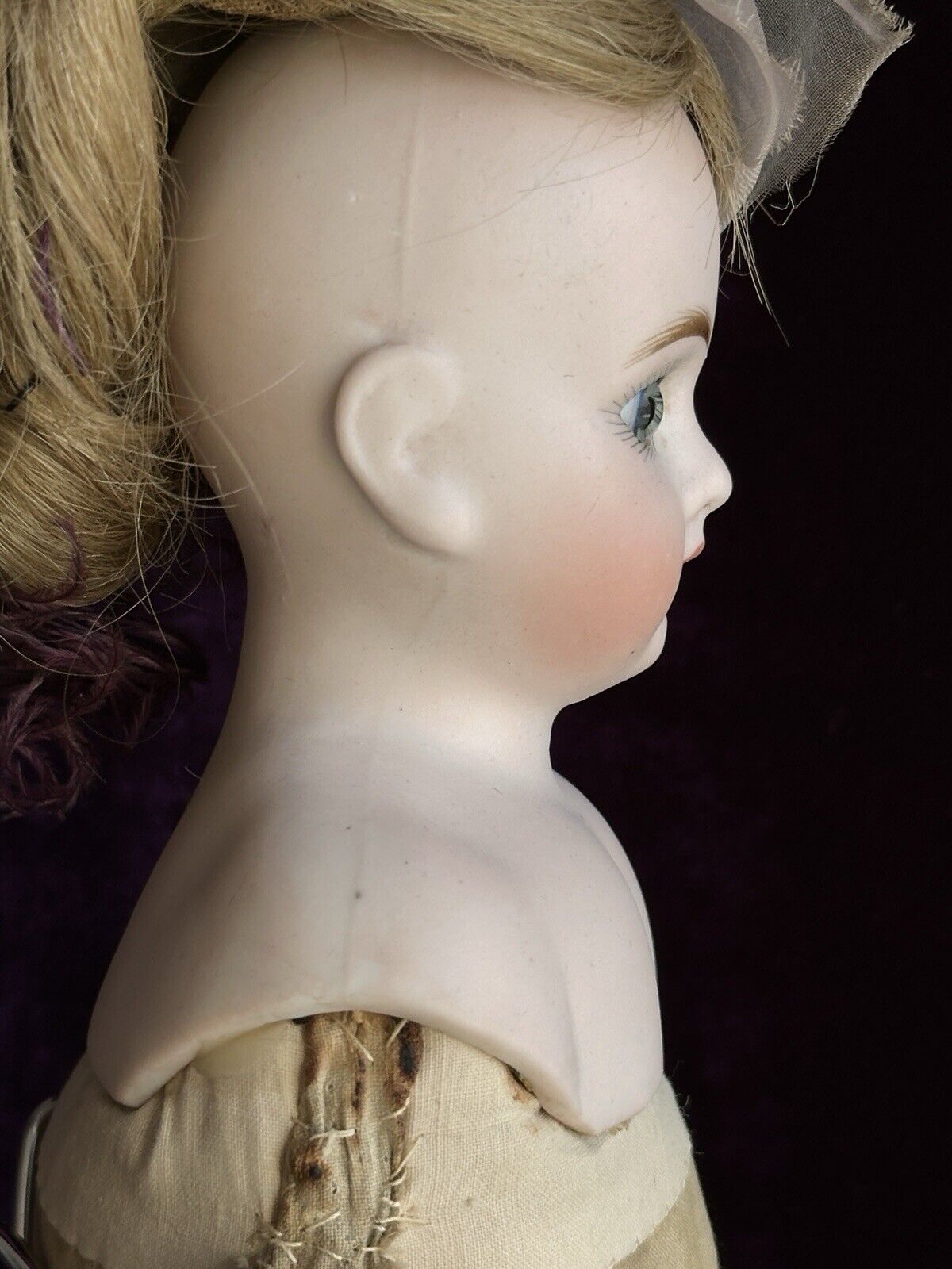 Antique German 16” Kestner (?) Solid Dome Head Belton Bisque Shoulder Head Doll