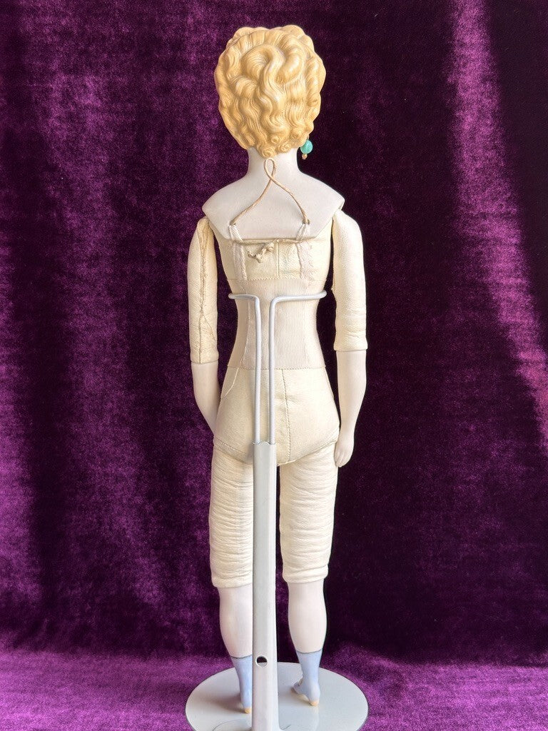 Antique German 16.5” Parian China Bisque Shoulder Head Fashion Doll