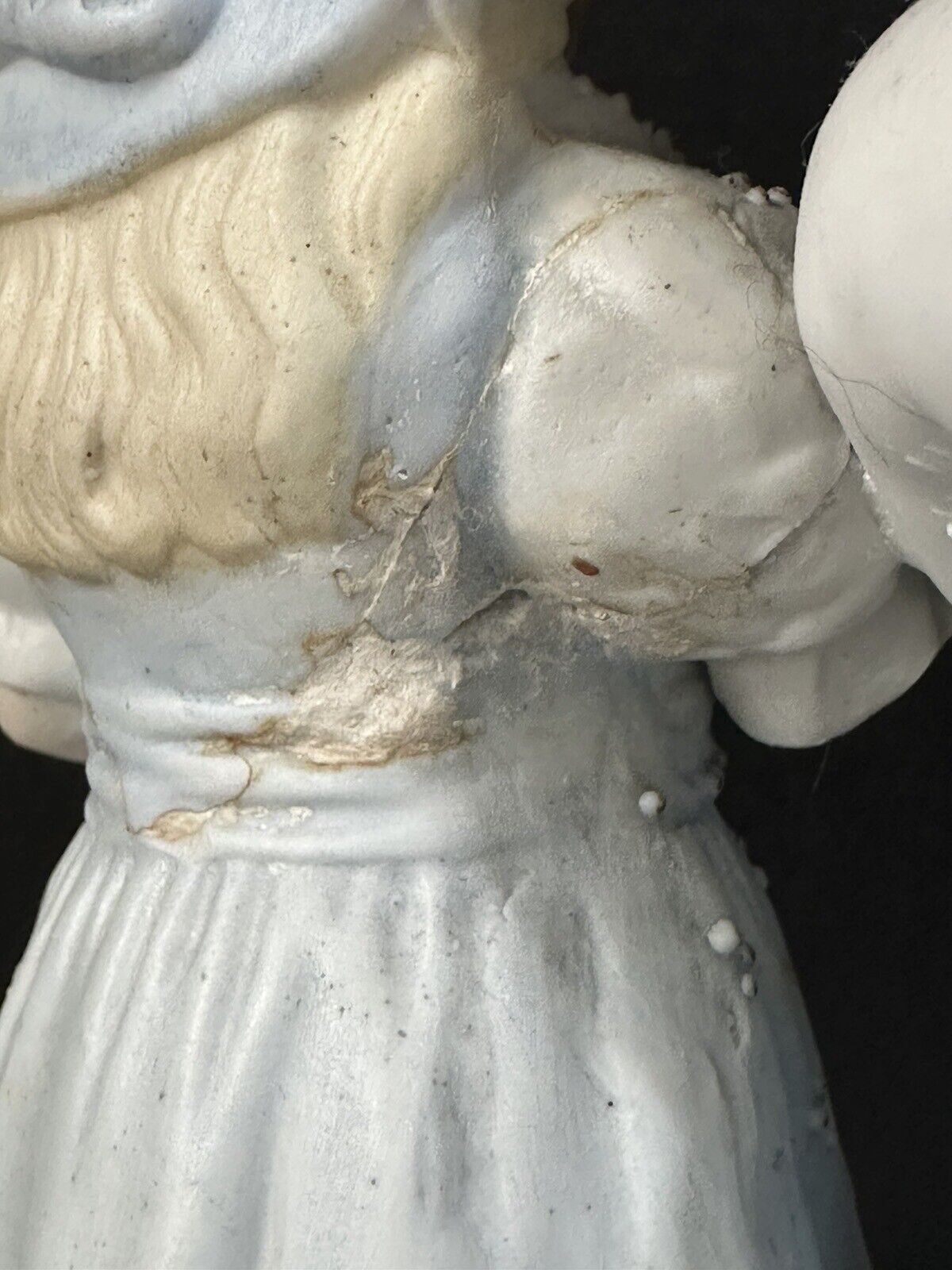Antique Bisque Large 11” Figurine Boy and Girl In Blue Holding Cats Numbered 15