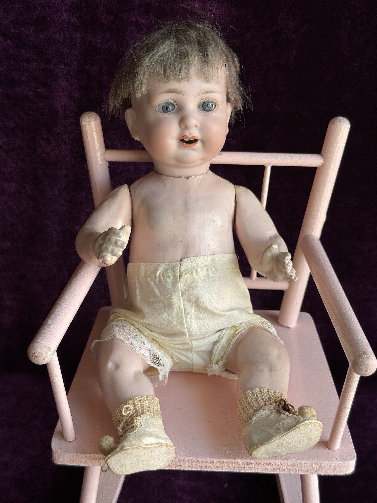 Antique German 11” Armand Marseille 980 Bisque Head Character Baby Doll