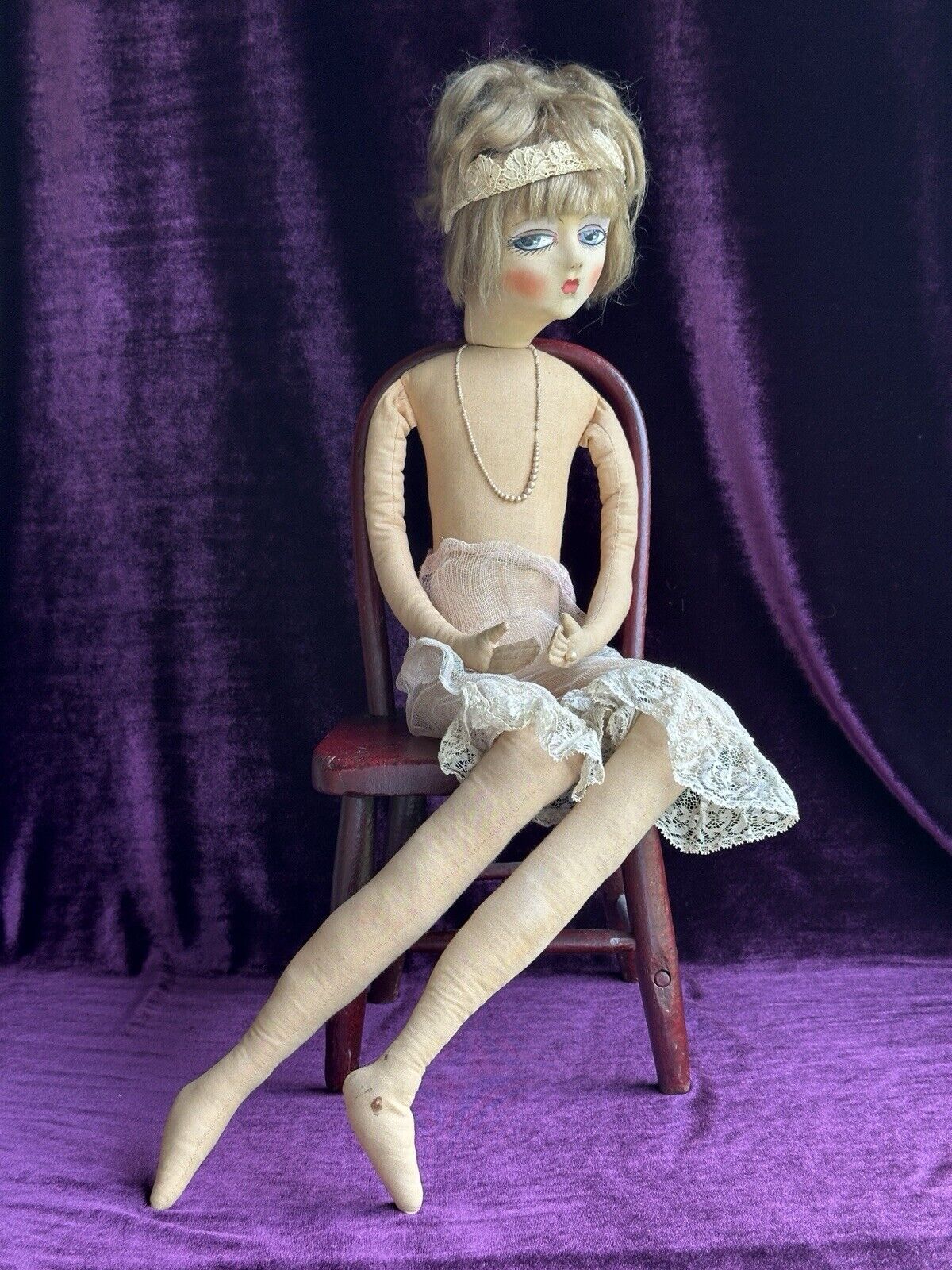 Vintage American 30” Etta French Art Deco Style Boudoir Doll