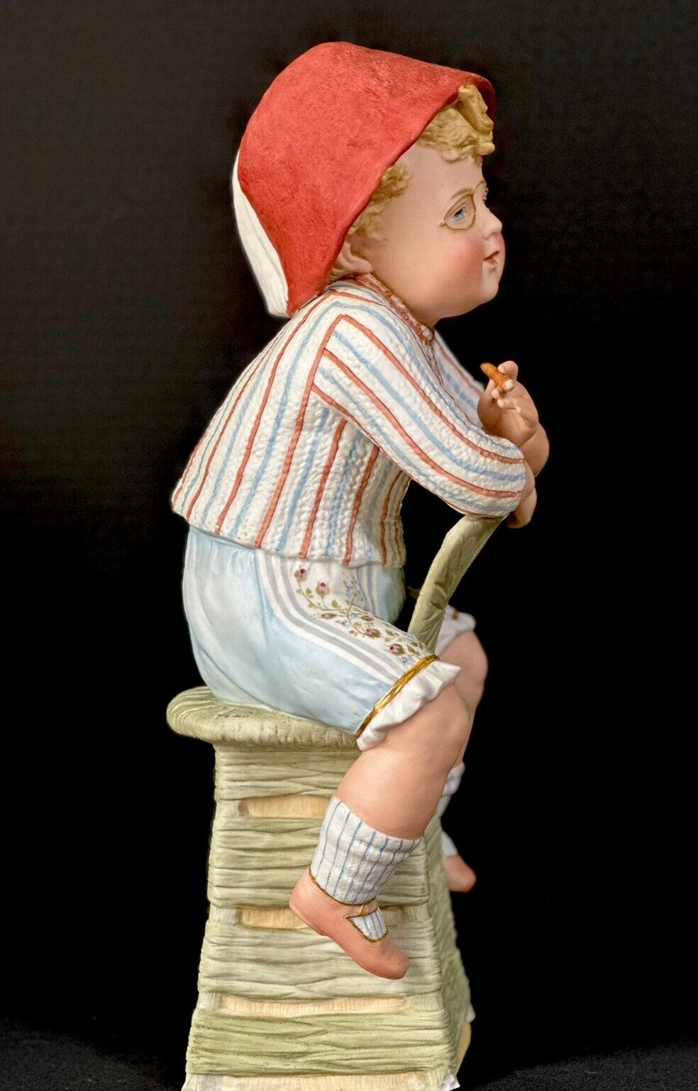 Rare Grand Size 16” Antique German Gebrüder Heubach Bisque Smoking Boy Figurine