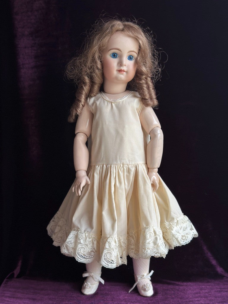 Porcelain Composition 24” Reproduction of Antique French Jumeau Doll with Tag