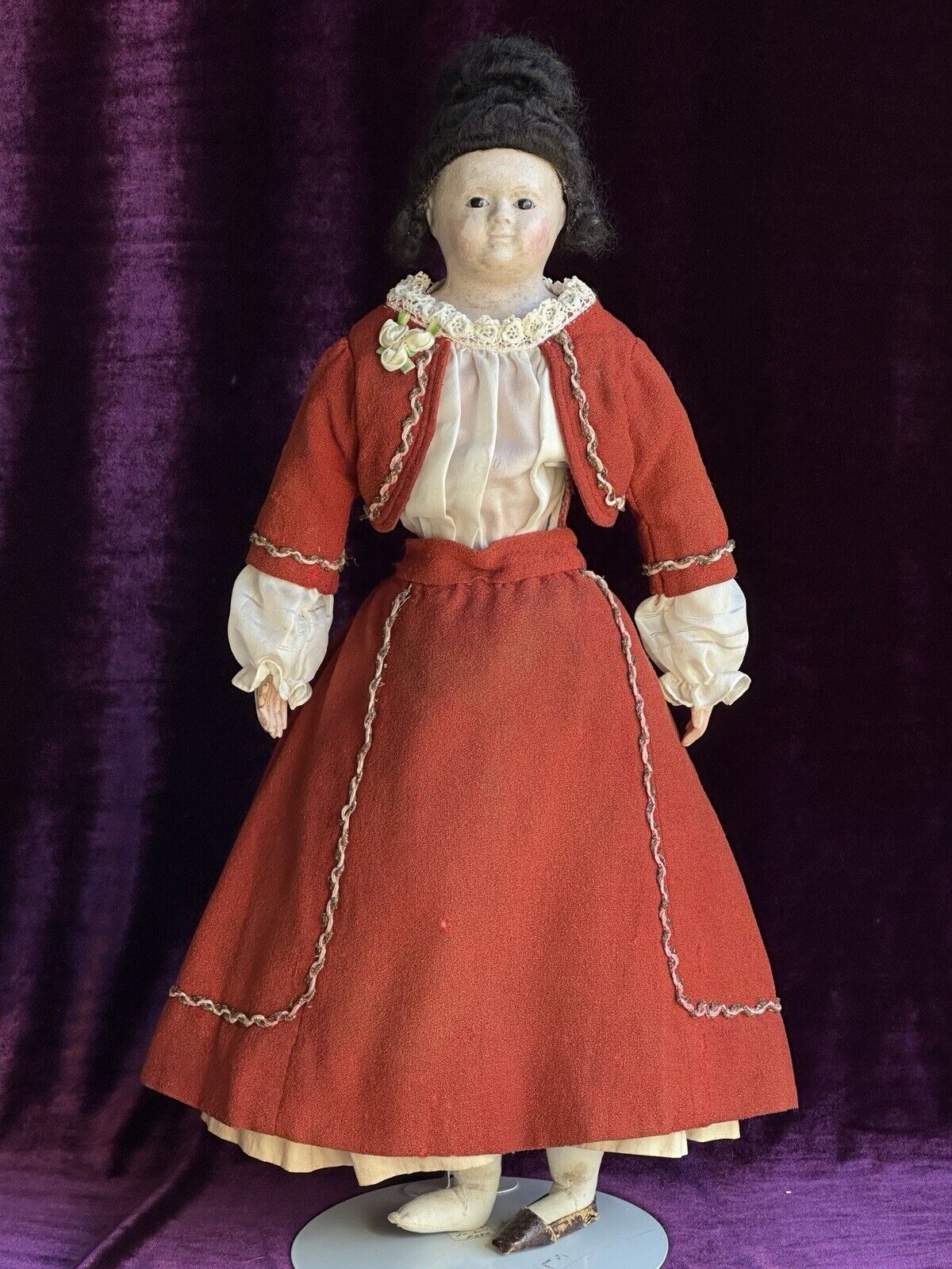 Antique French 21” Andréas Voit Papier Mache Glass Eyes Fashion Doll