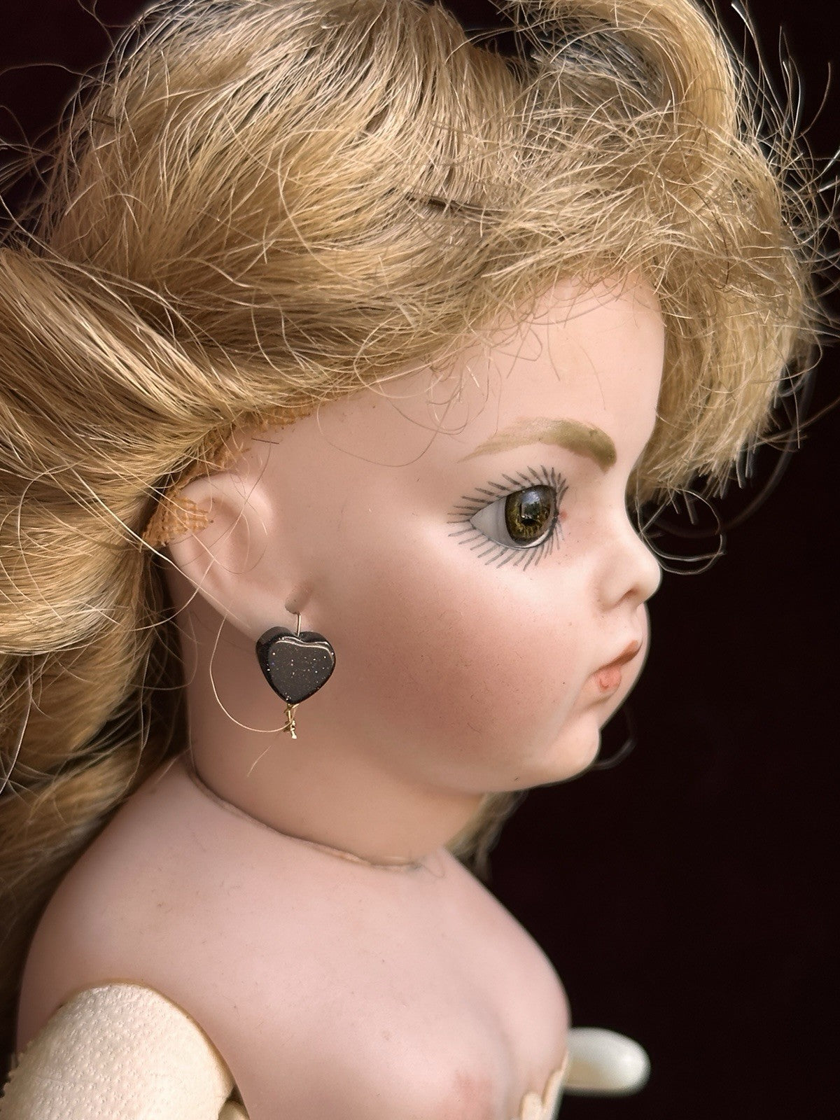 Vintage 9” Artist Reproduction of Antique French Bru Jne Porcelain Leather Doll
