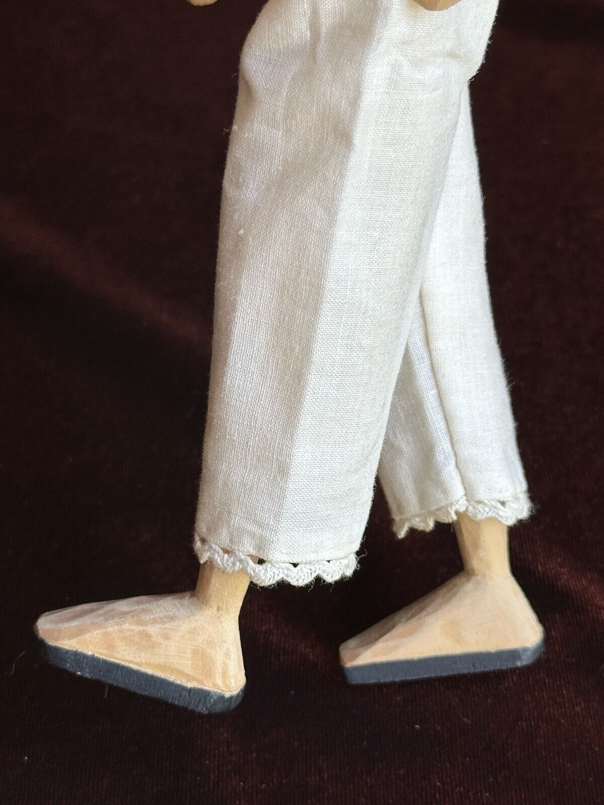 Vintage 10” Helen Bullard Signed Hand Carved Wooden Hitty Doll