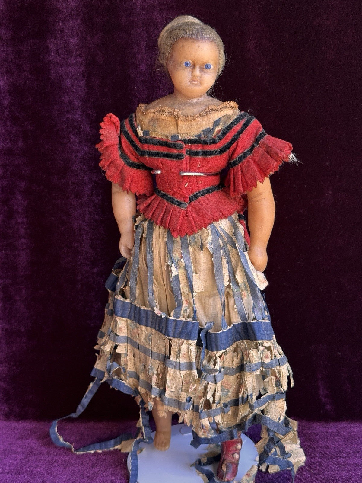 Early Antique English Pierotti 13.5” Wax Fashion Doll