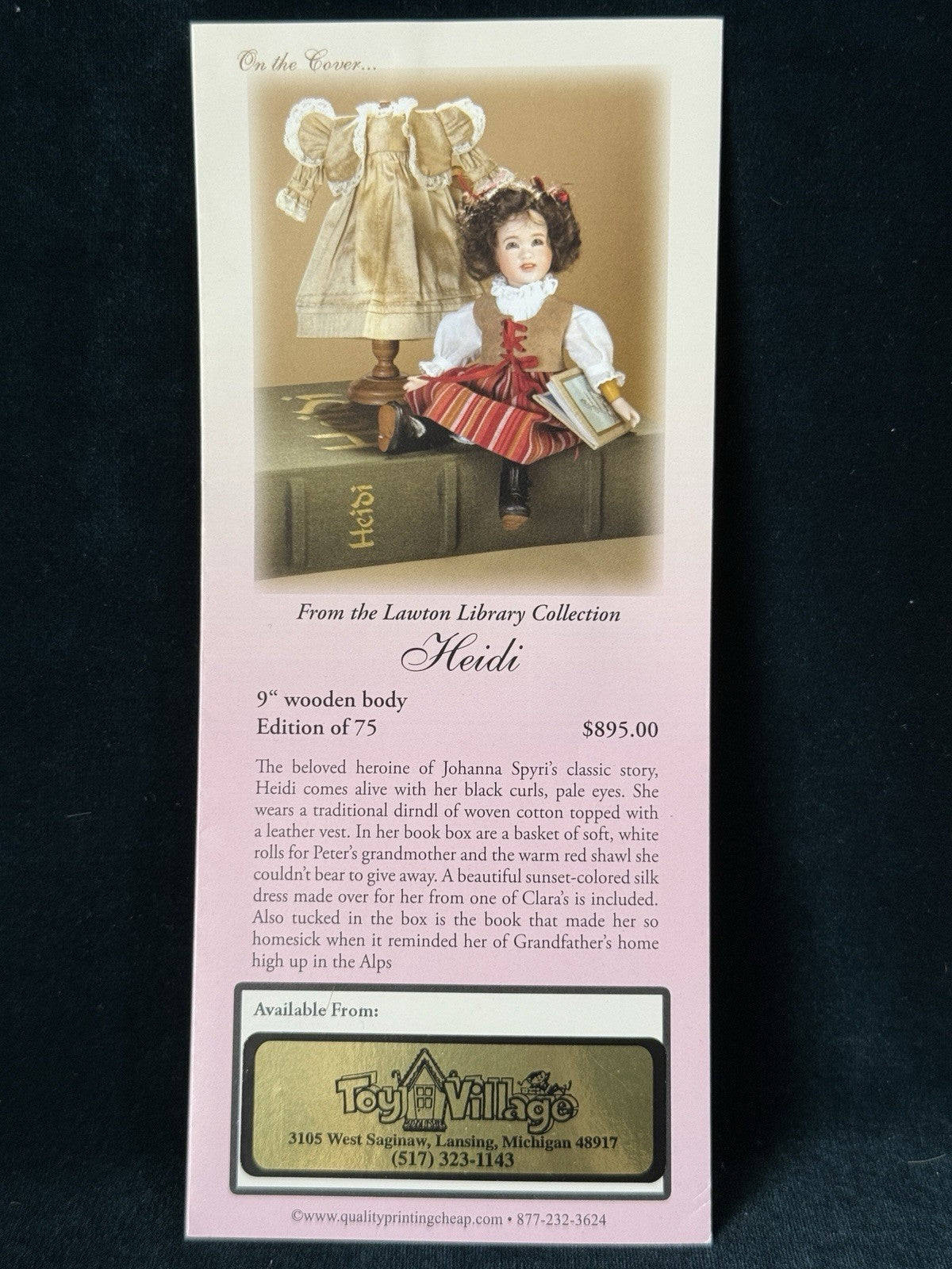 MIB Wendy Lawton “Heidi” Wooden Jointed/Porcelain 9” Doll LE 75 Box/COA/Tag