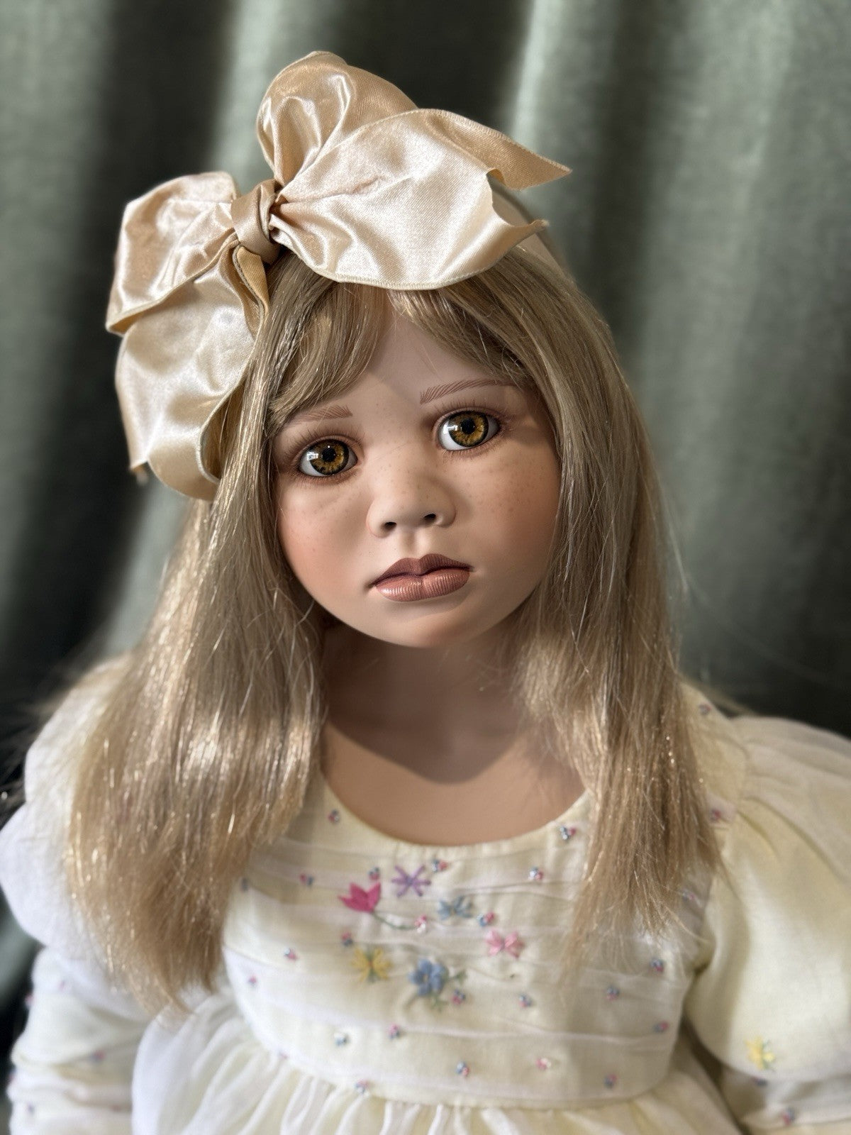 Collectible Porcelain 36” Doll “Bianca” by Christine Orange Tag