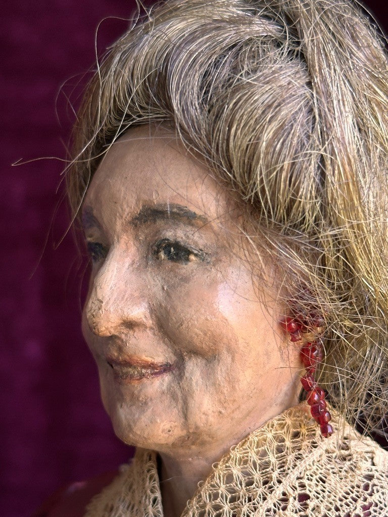 Vintage 15.5” OOAK Artist Clay Sculptured Character Portrait of Woman Doll