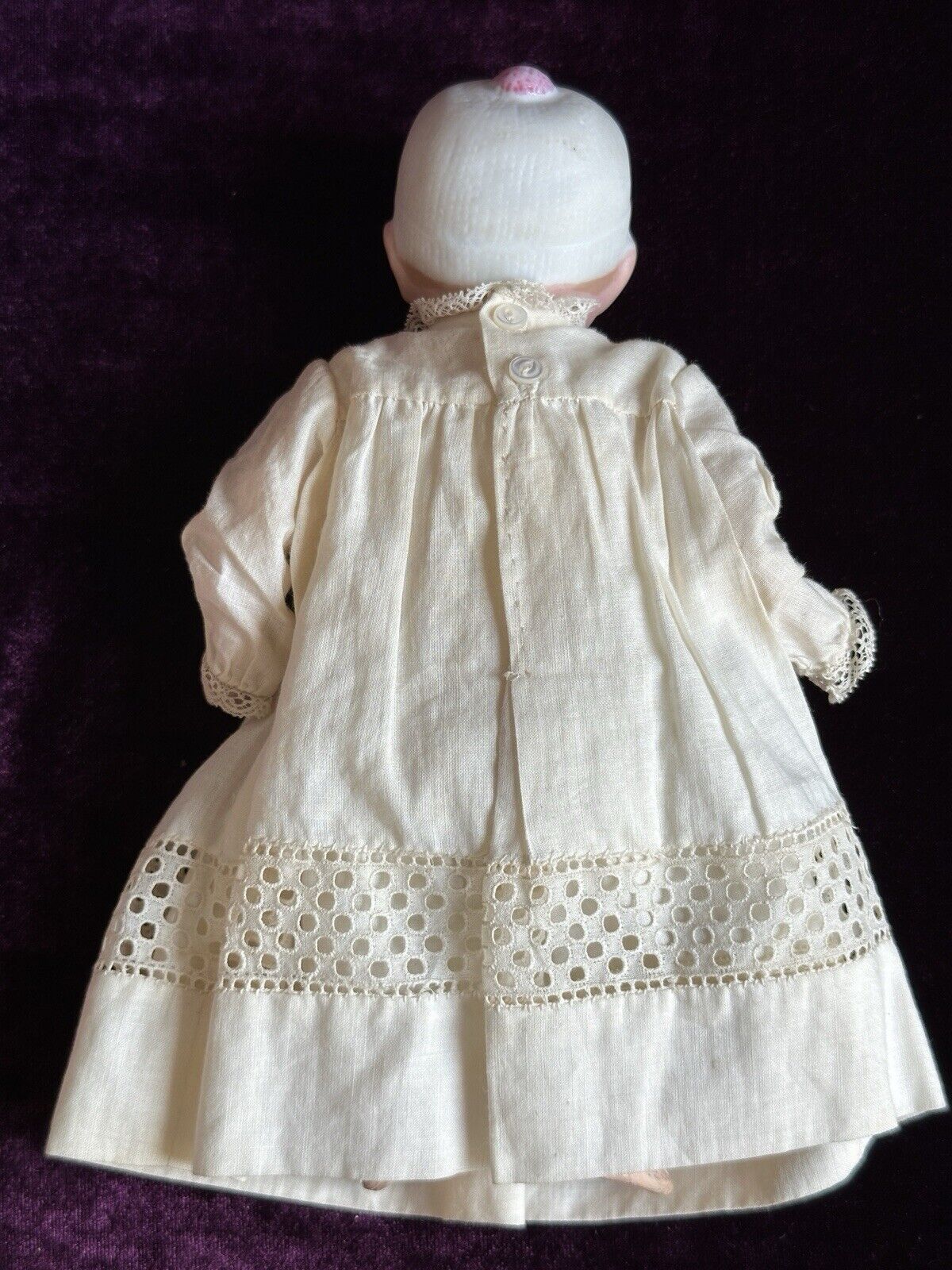 Antique German 8” Theodor Recknagel 28 Bisque Head Molded Hat Girl Baby Doll