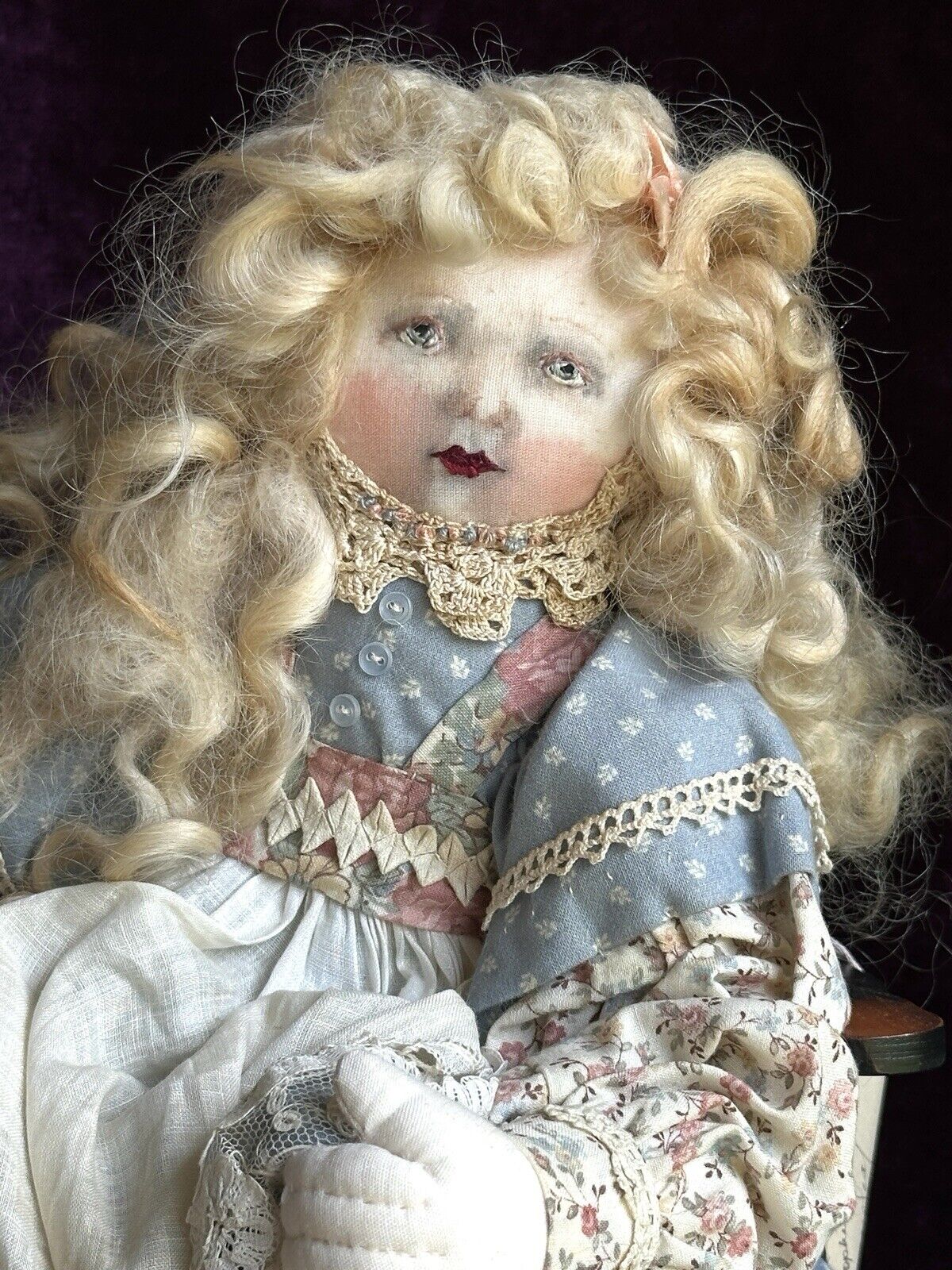 Collectible Handmade Decorated Artist Cloth Painted Embroidered Rag Doll