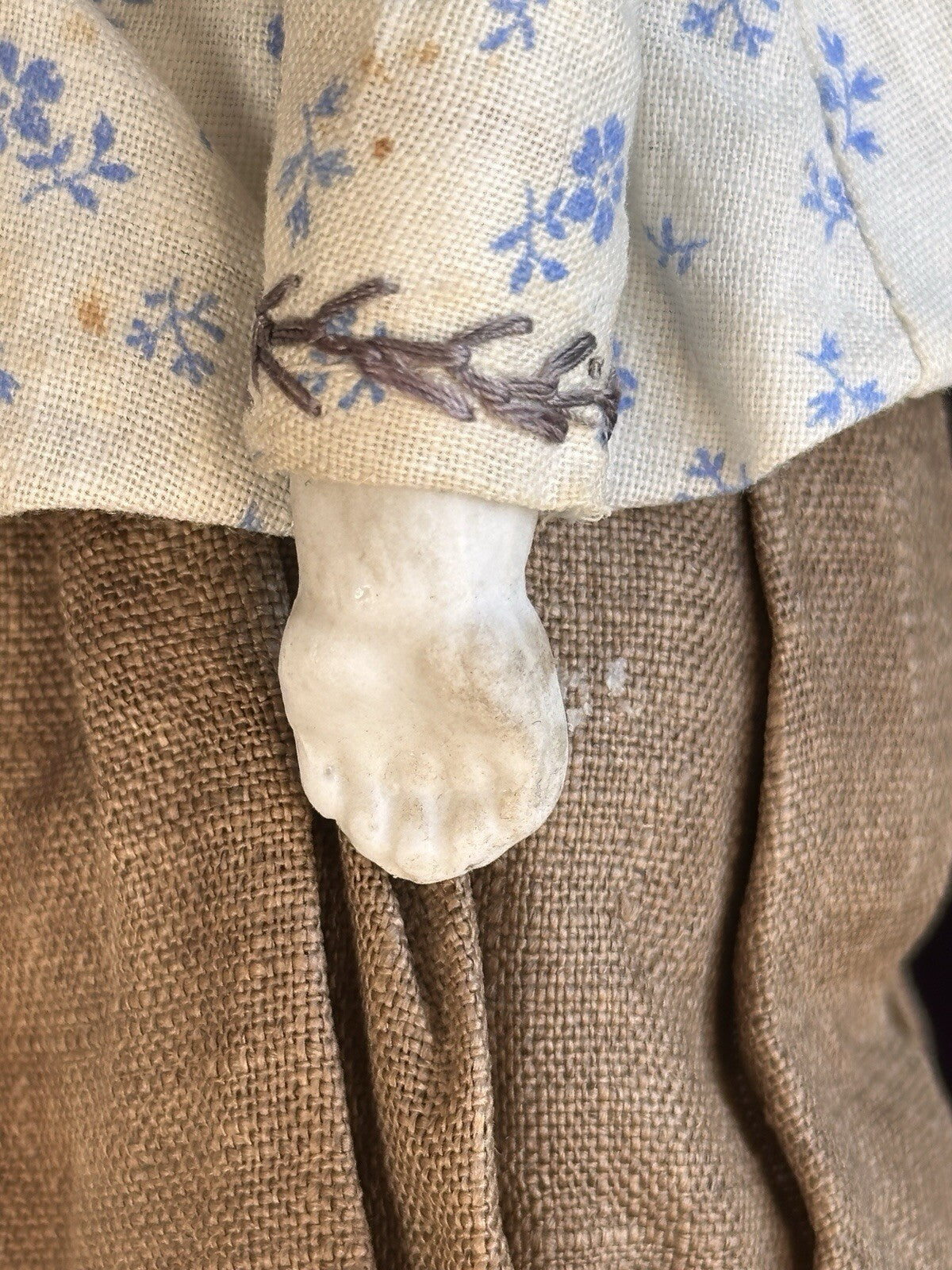 Antique German 12” Hertwig Molded Bonnet Parian Bisque Head China Doll