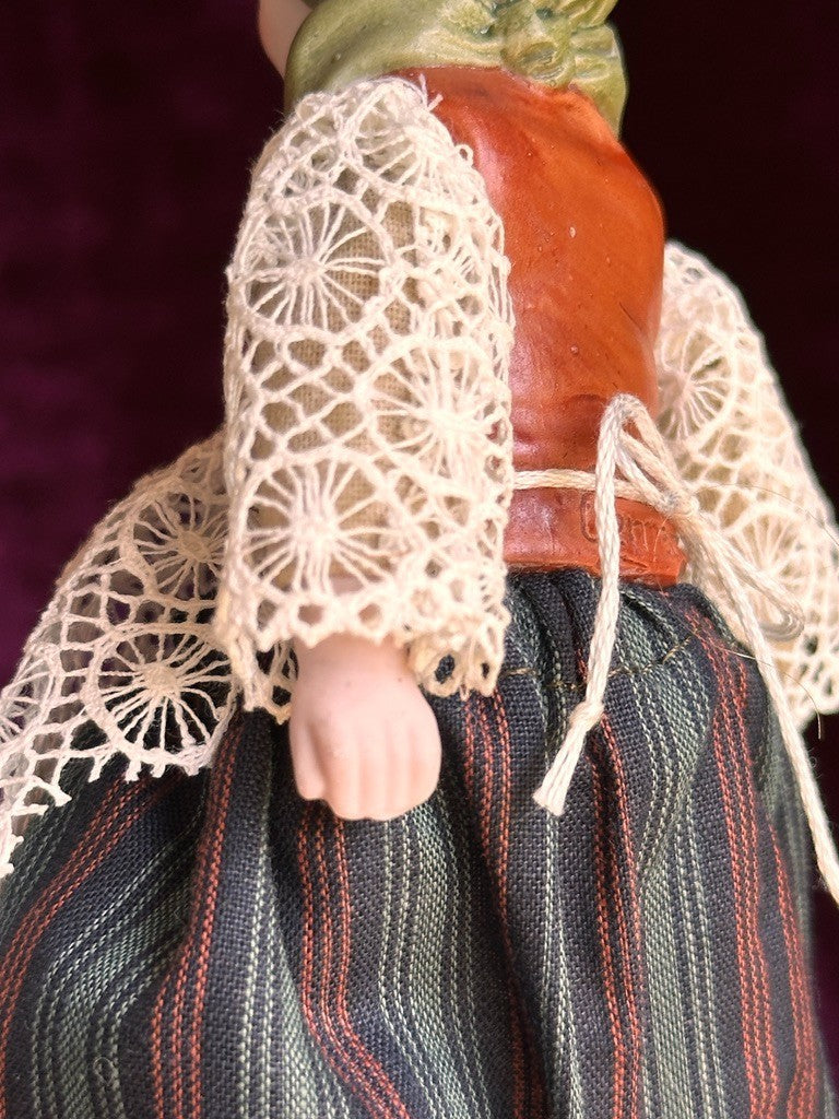 Pair Antique German Hertwig 6.5” Bisque Molded Torsos Character Dollhouse Dolls