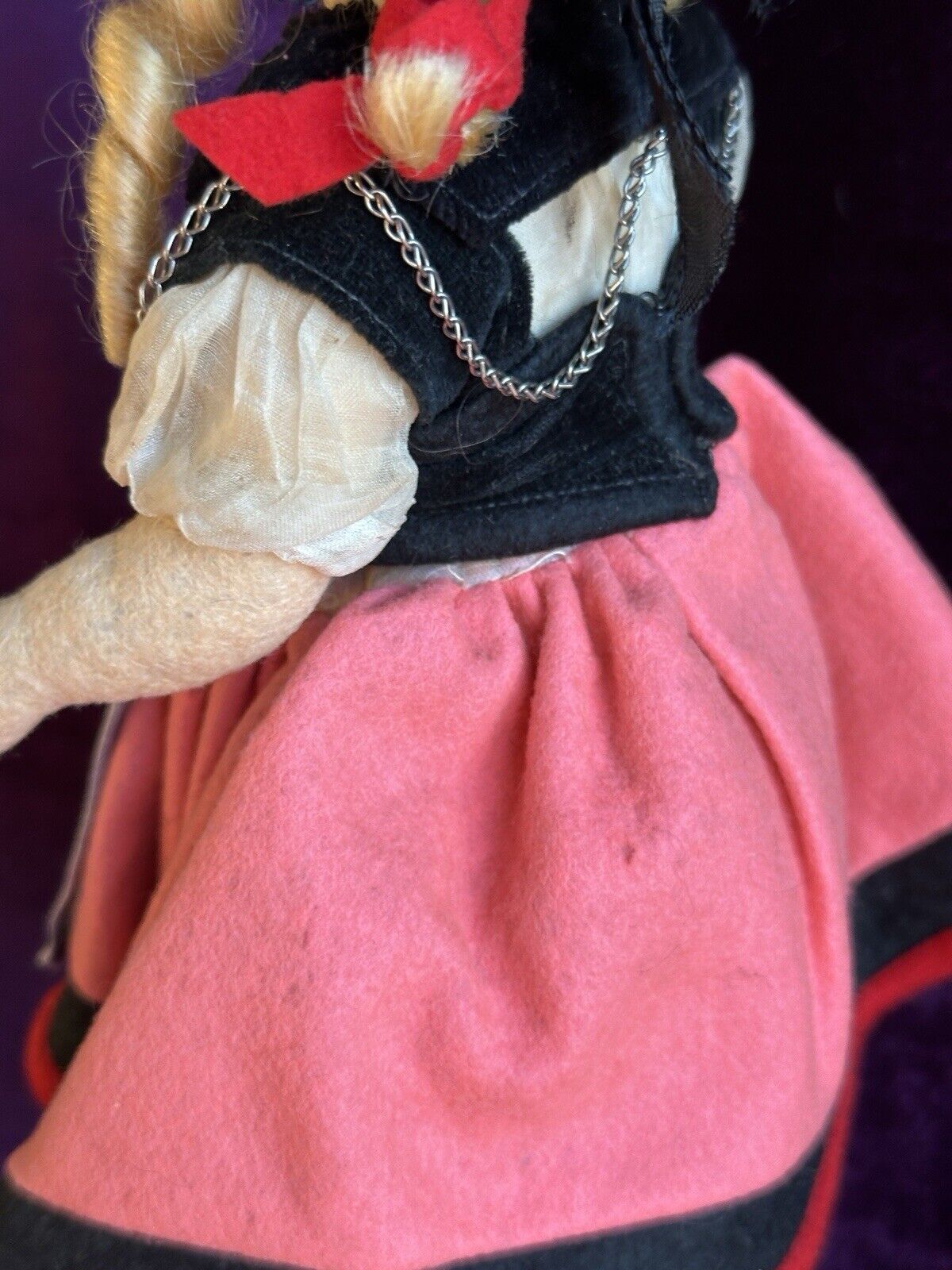 Vintage 12” Italian Alma (?) All Original Felt Cloth Doll