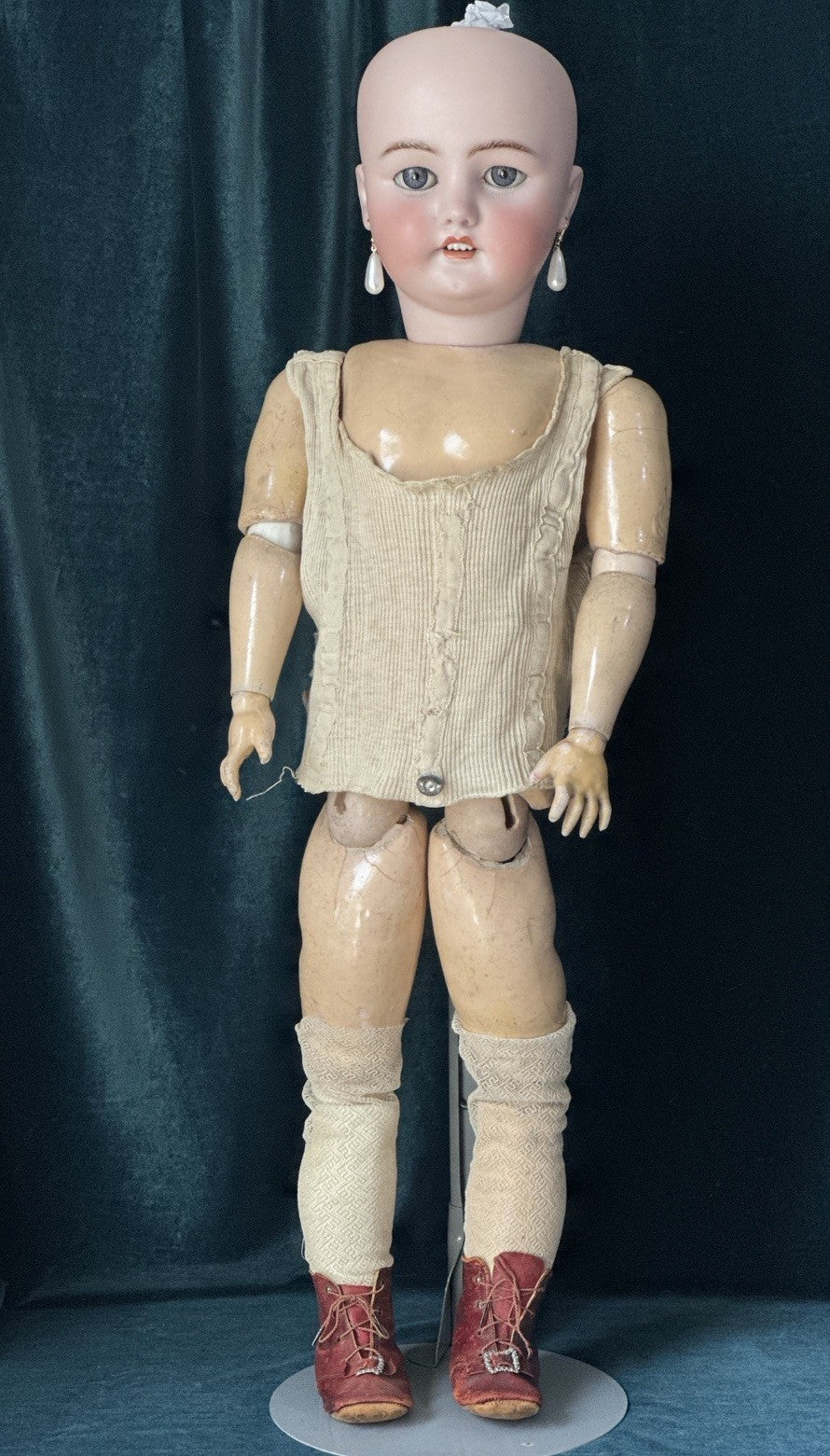 Antique German Simon Halbig and C.M. Bergmann Bisque Head 28” Doll