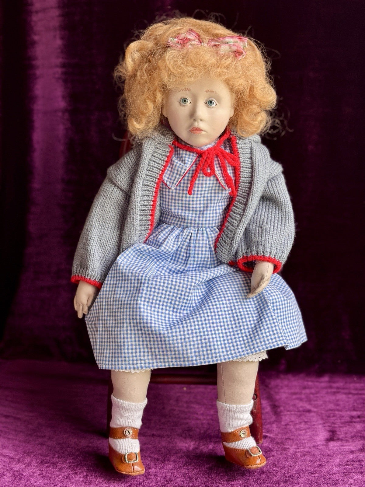 Very Rare OOAK 21” French Artist Malou Ancelin Leather Handmade Signed Doll